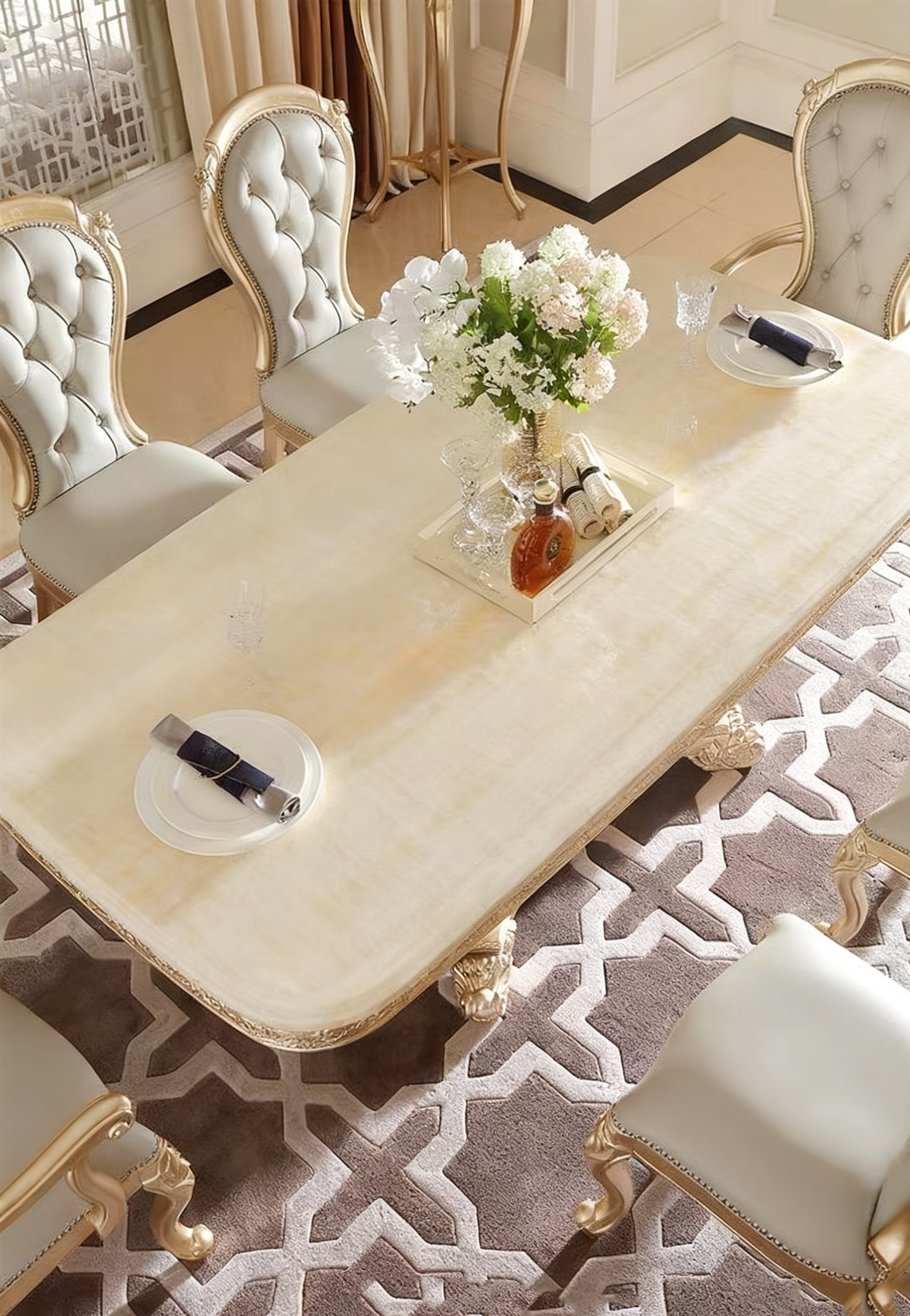 Rose Manor French Marble Dining Table image 3