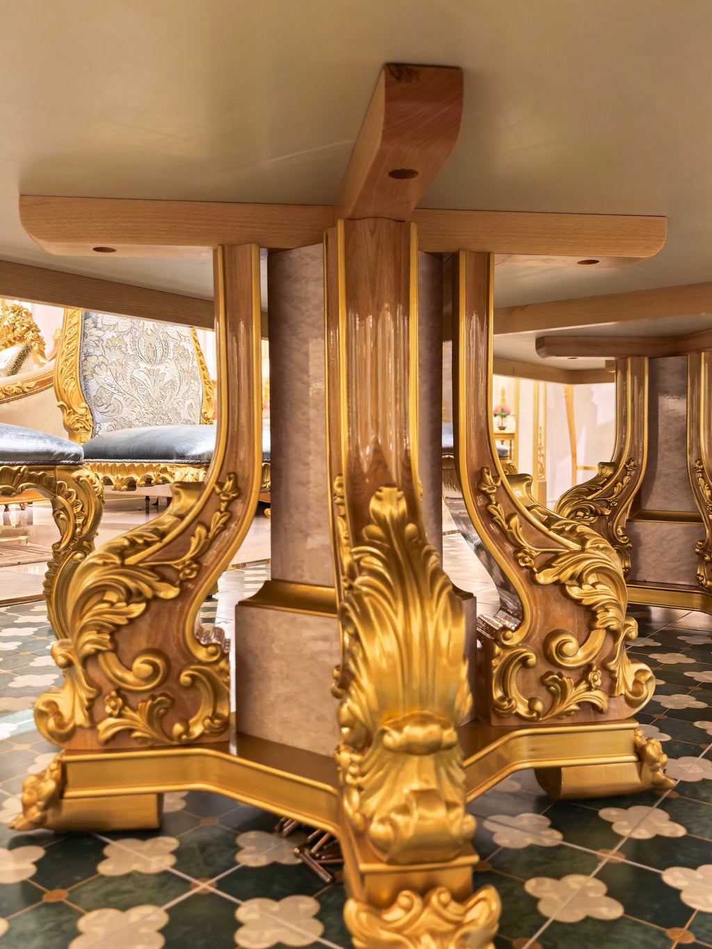 Clarisse French Imperial dining table full view - GrandLiving Luxe