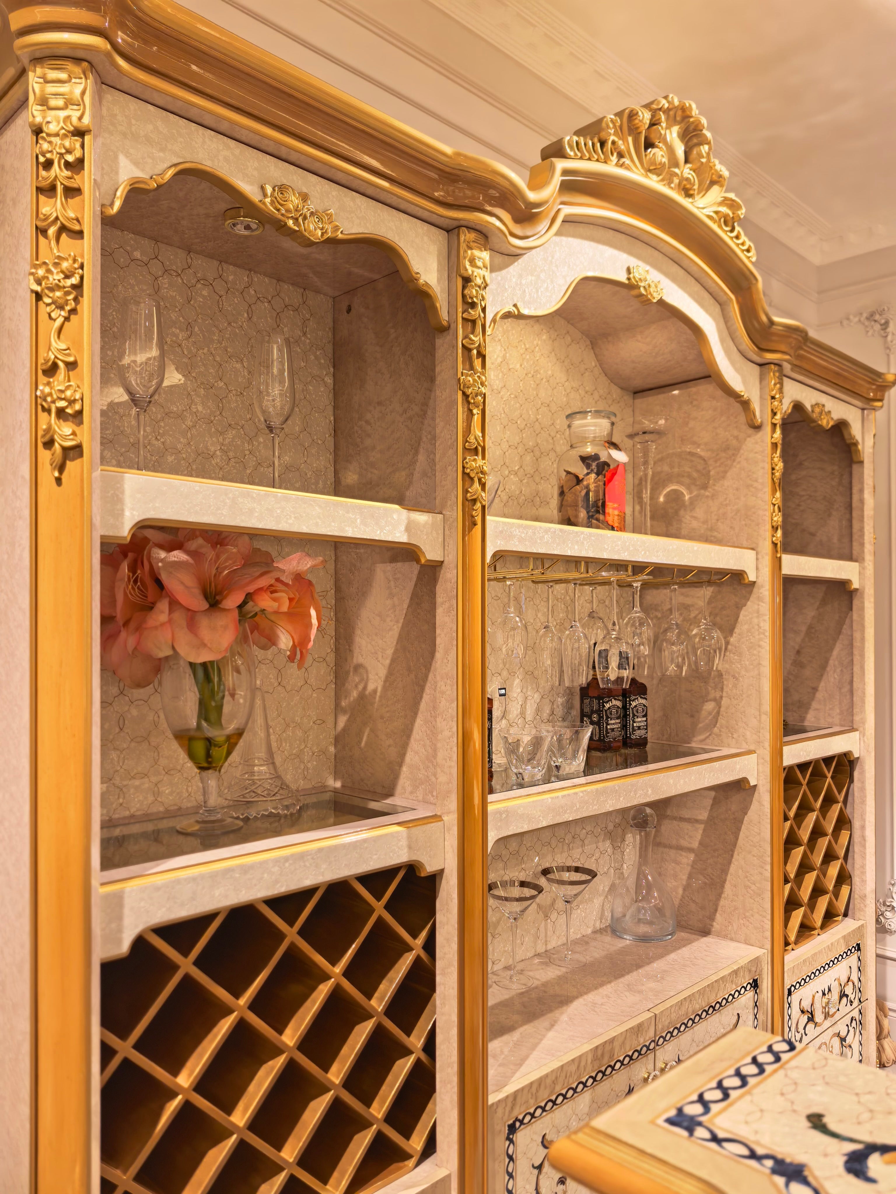 Blanche French Imperial display cabinet side view - GrandLiving Luxe