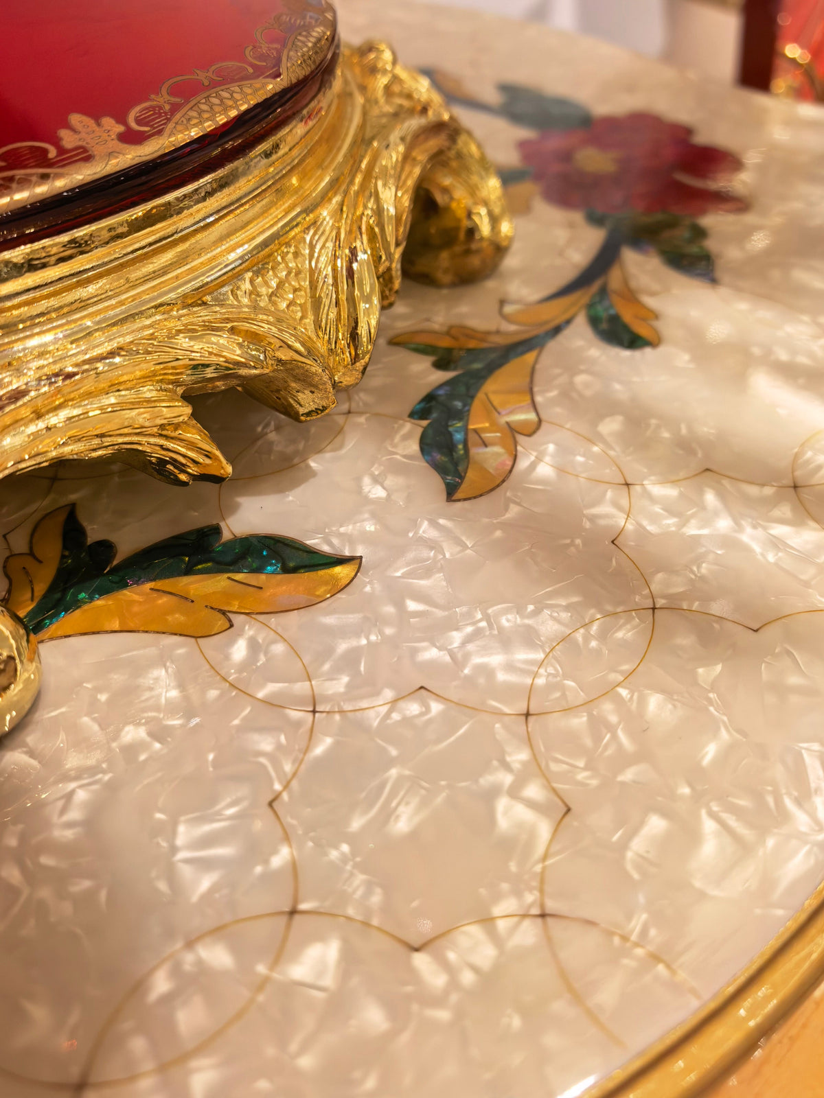 Estelle French Imperial plant stand top detail - GrandLiving Luxe
