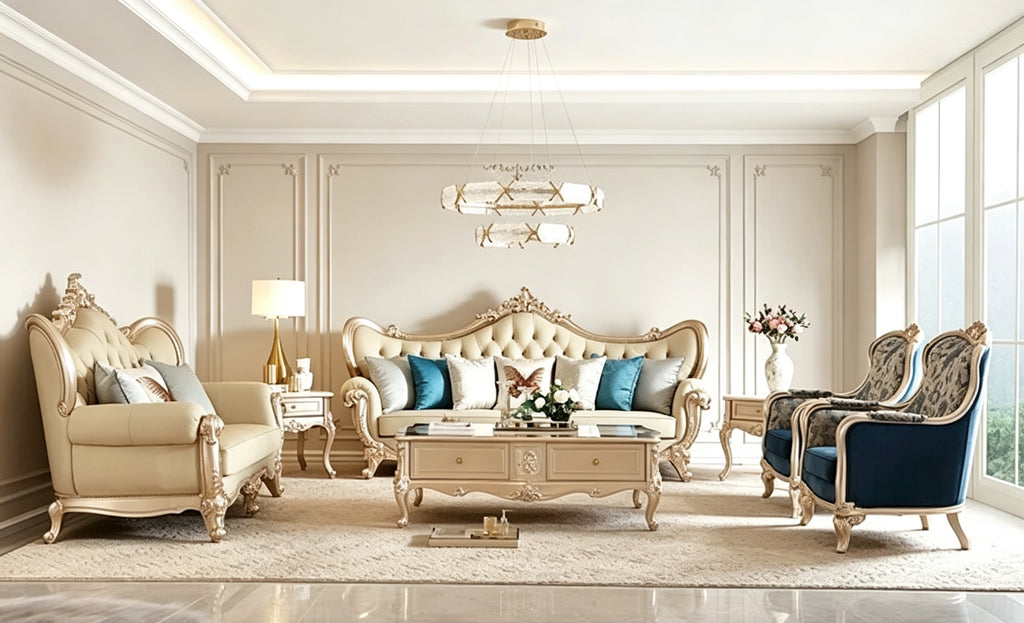 Fleur French Solid Wood Sofa