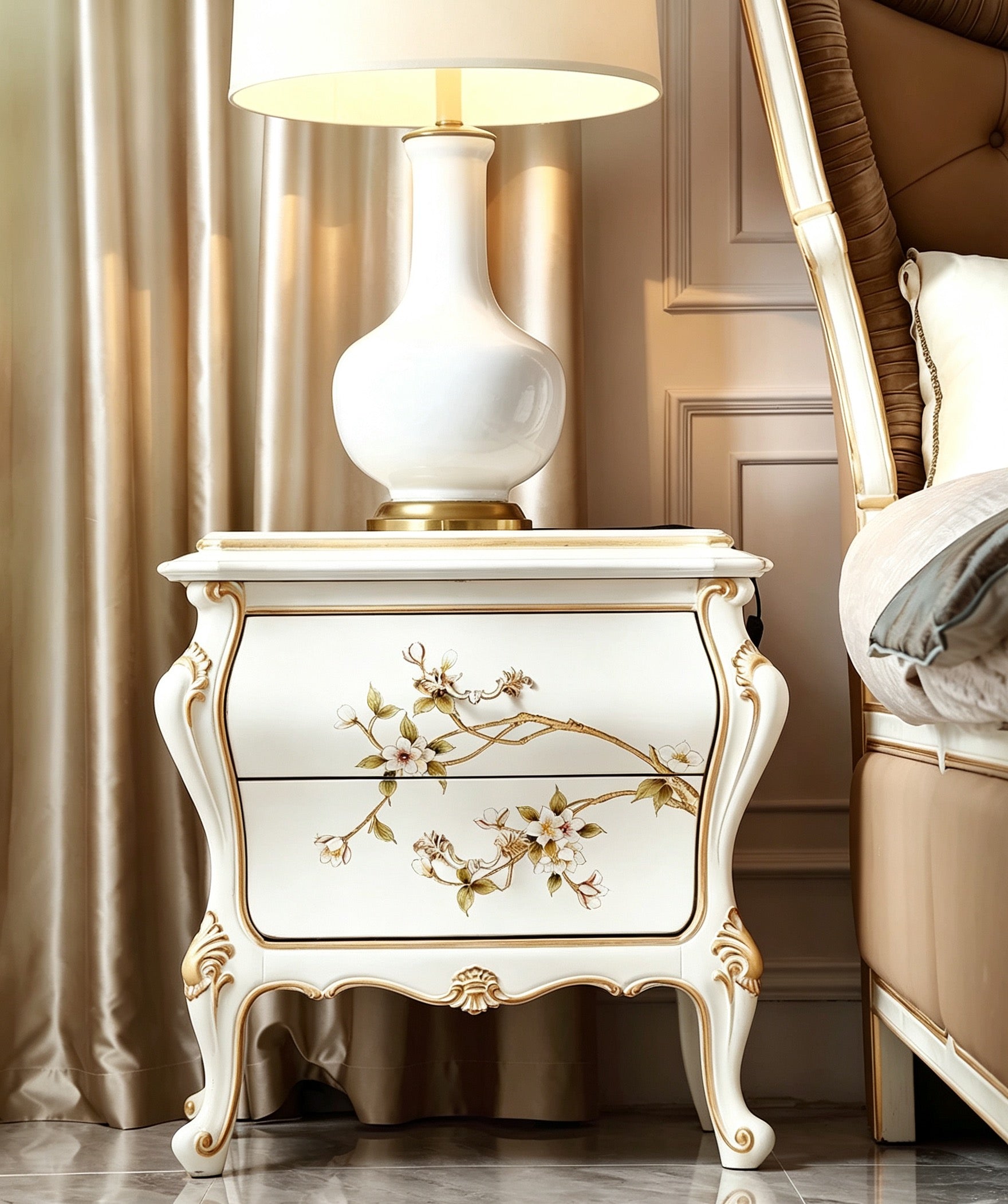 Ivory Luxe French Vintage Bedside Table