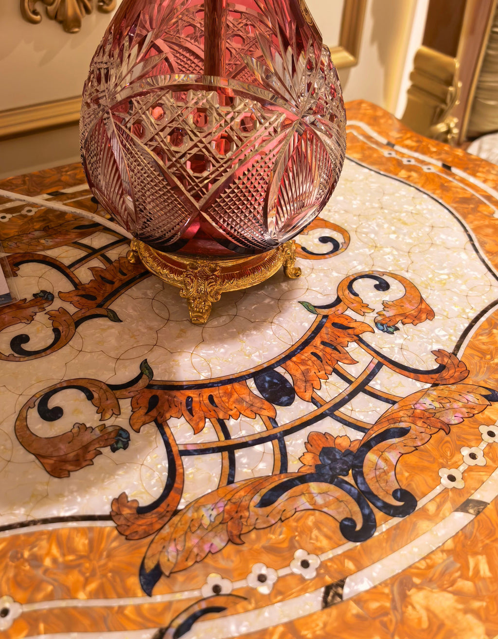 Noelle French Imperial bedside table top view - GrandLiving Luxe