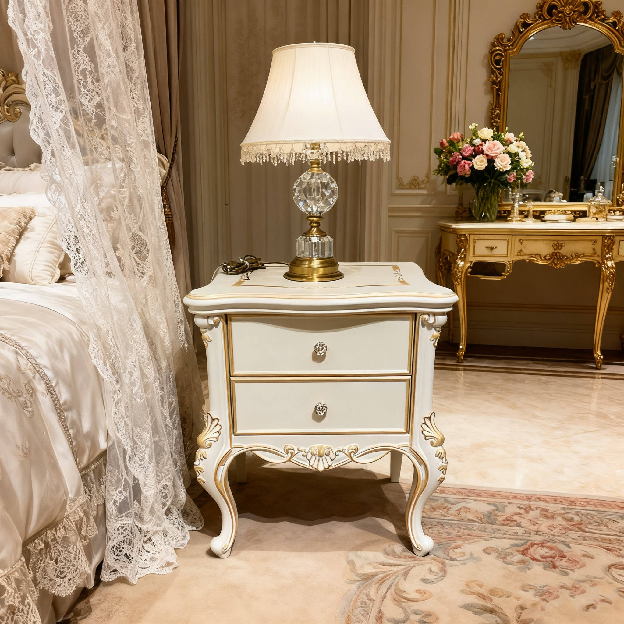 Monique Classic French Vintage Bedside Table image 4