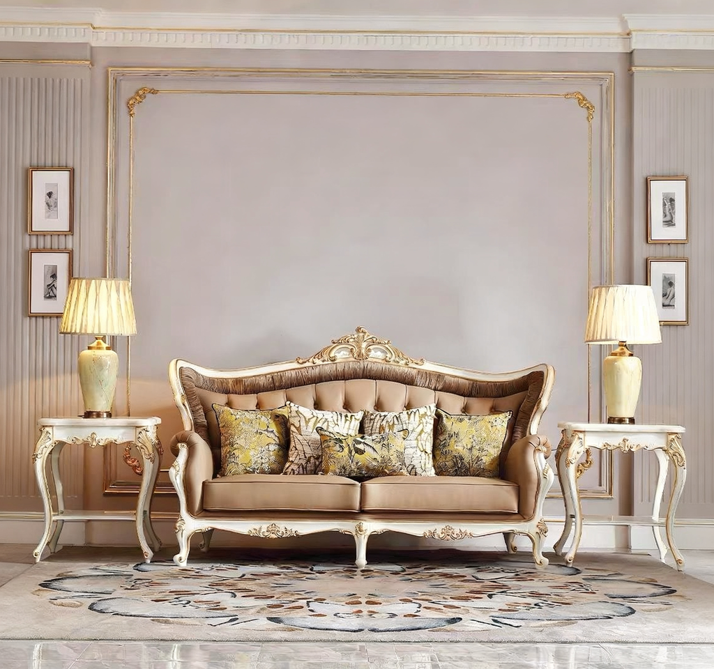 Regal Bloom French Vintage Marble Side Table image 1
