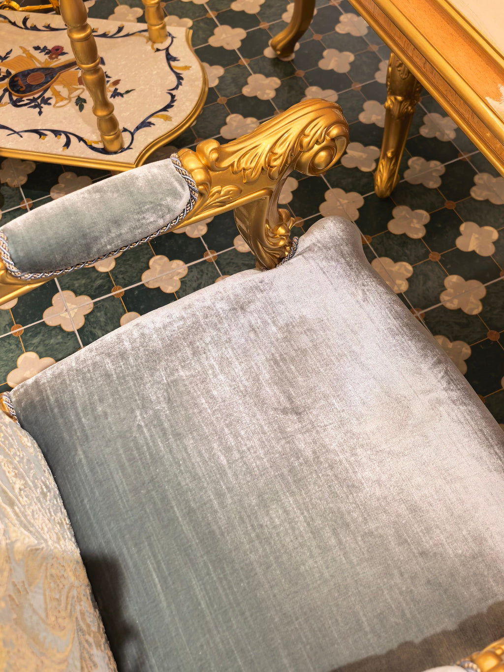 Solange French Imperial dining chair side view - GrandLiving Luxe
