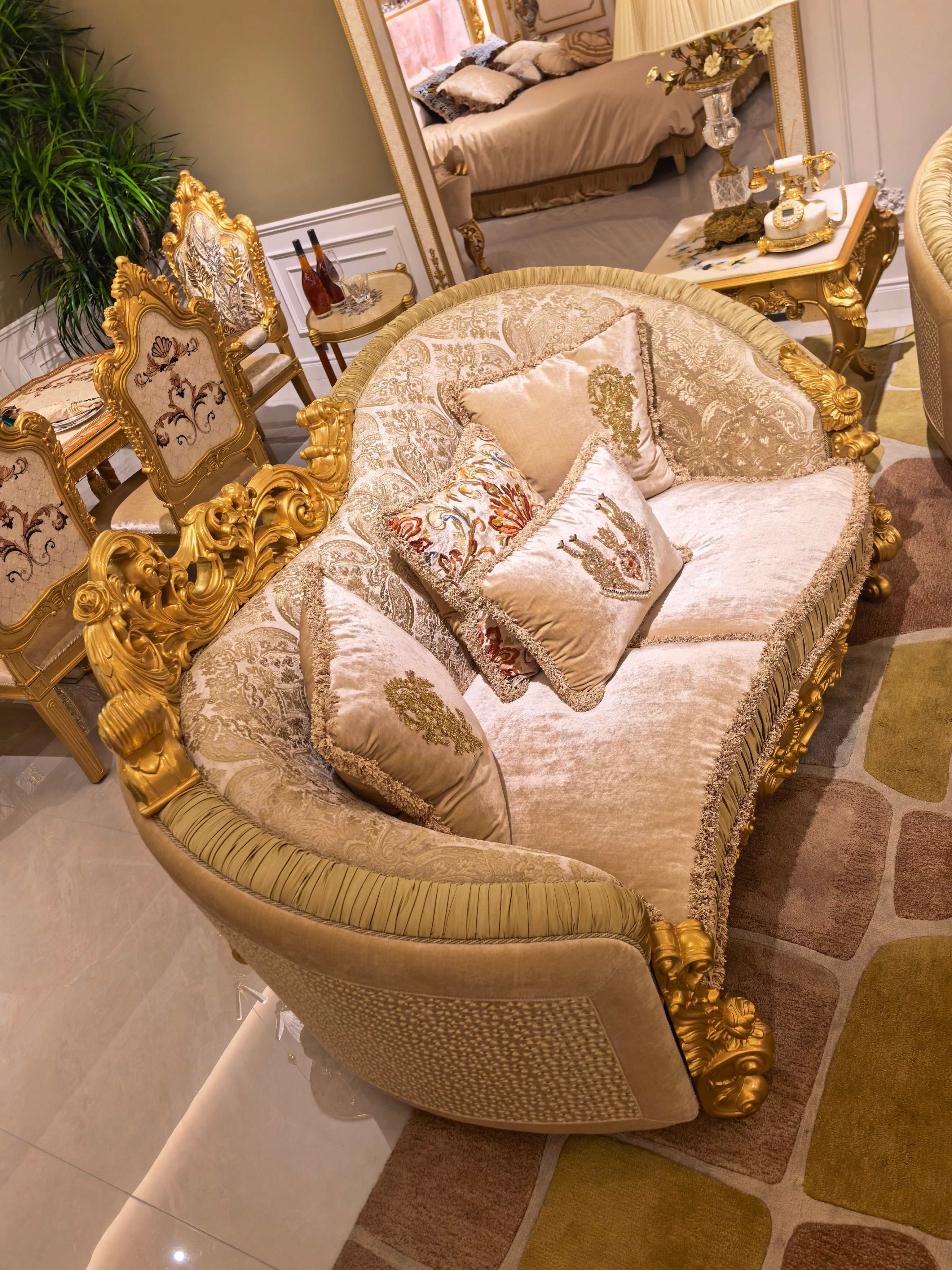 Beatrice French Imperial sofa back view - GrandLiving Luxe