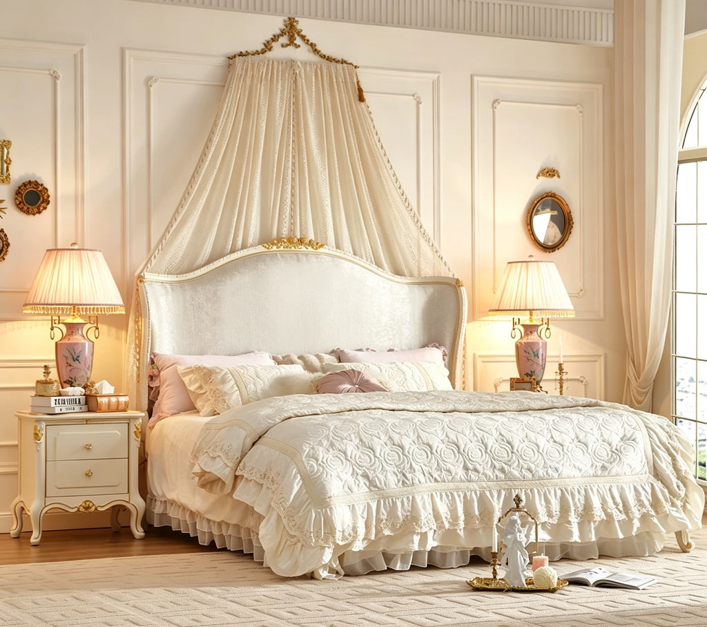 Luna White French Vintage Bedside Table