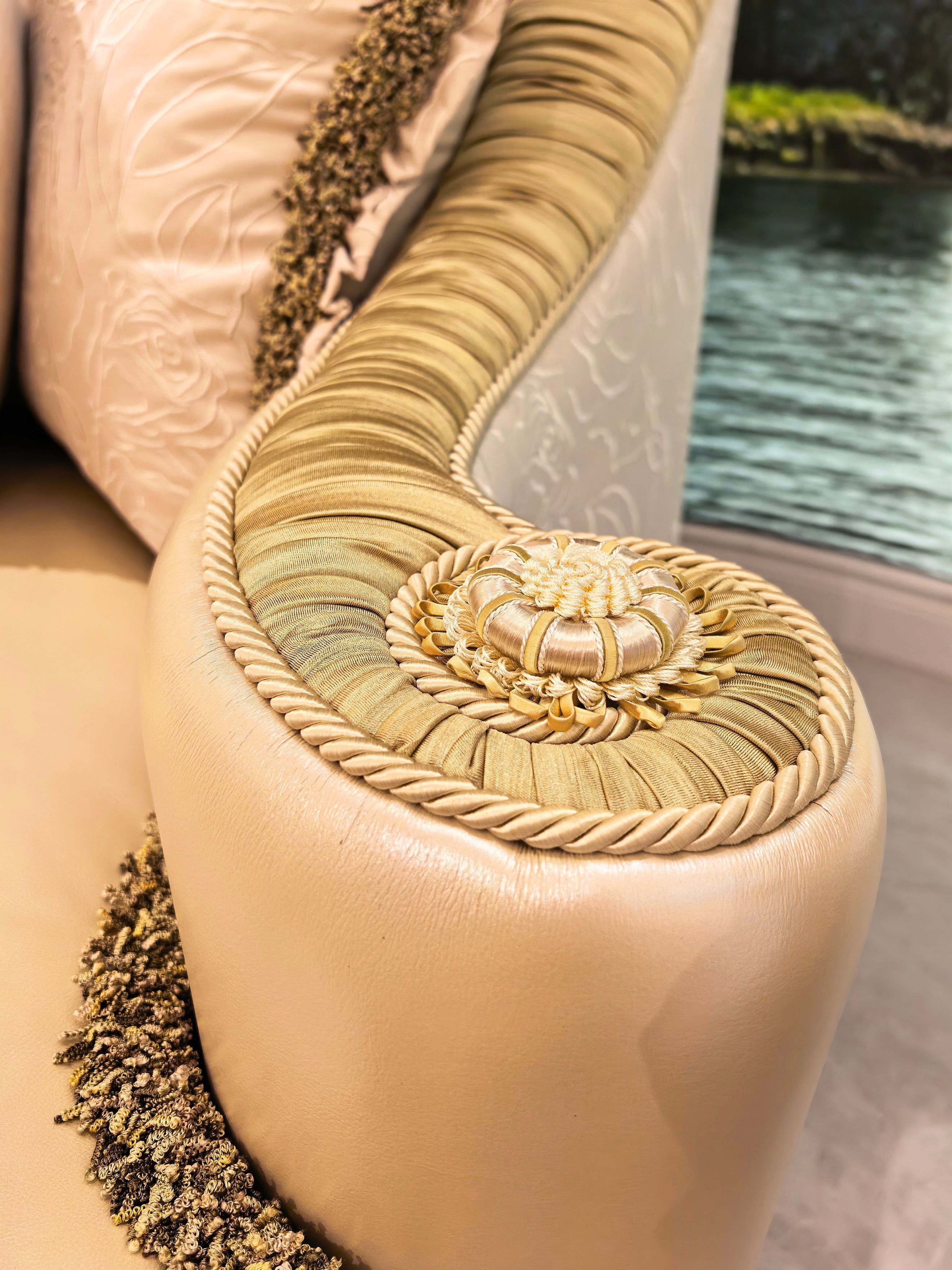 Charlotte French Imperial sofa carved leg detail - GrandLiving Luxe
