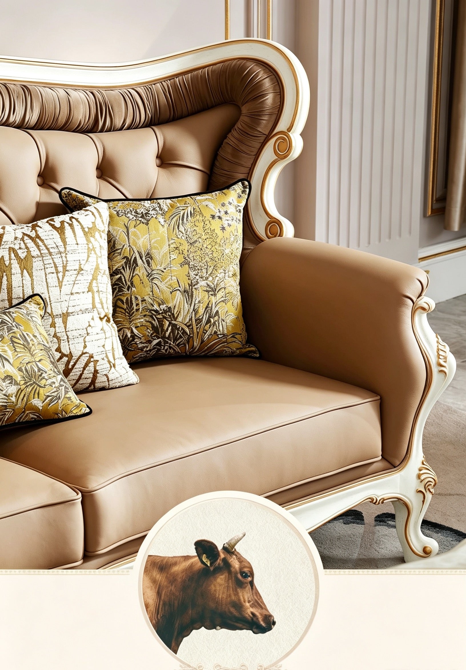 Regal Carved French Vintage Sofa
