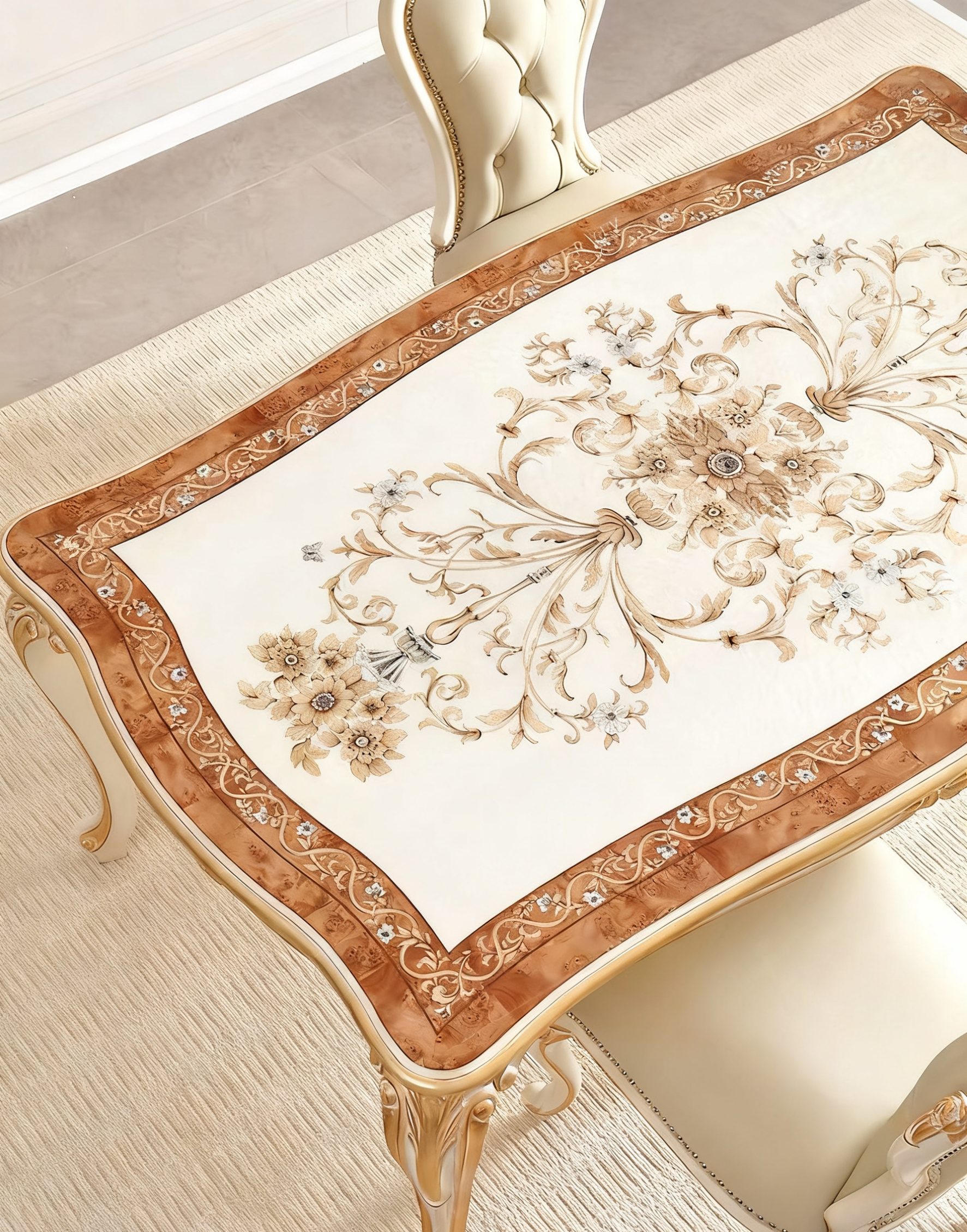 Ivory Bloom French Vintage Dining Table  image 3