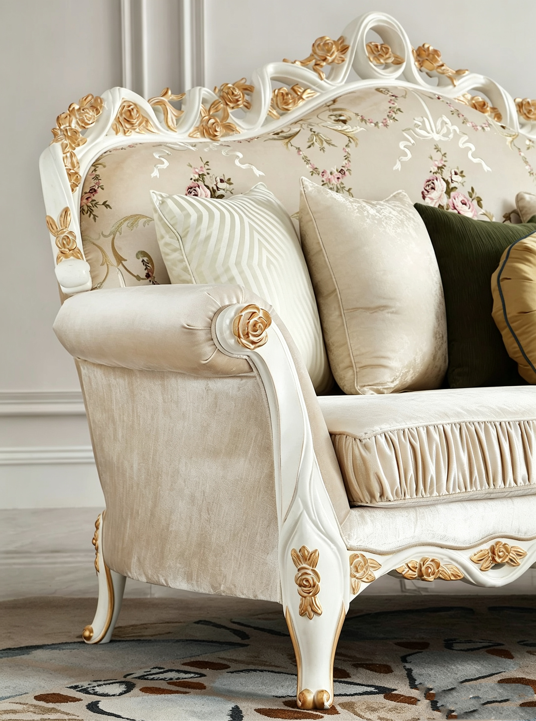 Eternal Bloom Luxury French Vintage Sofa