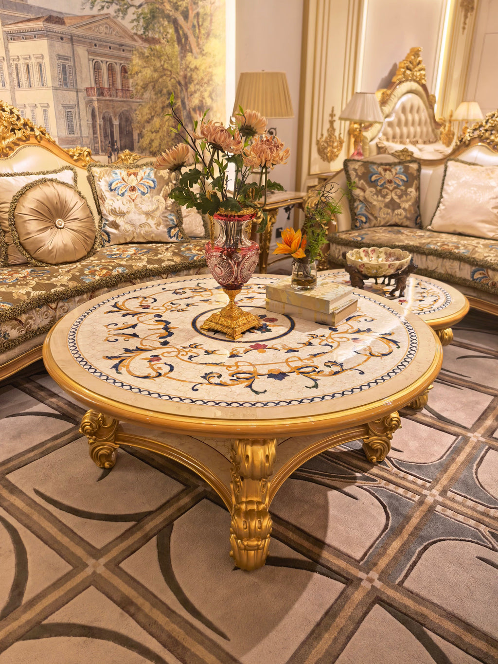 Antoinette French Imperial coffee table craftsmanship detail - GrandLiving Luxe