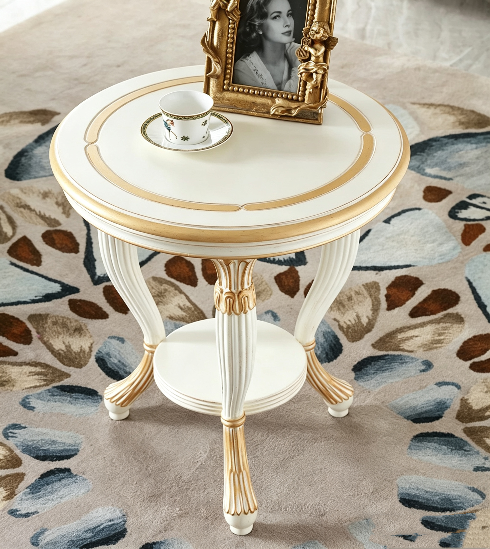 White Elegance French Vintage Side Table