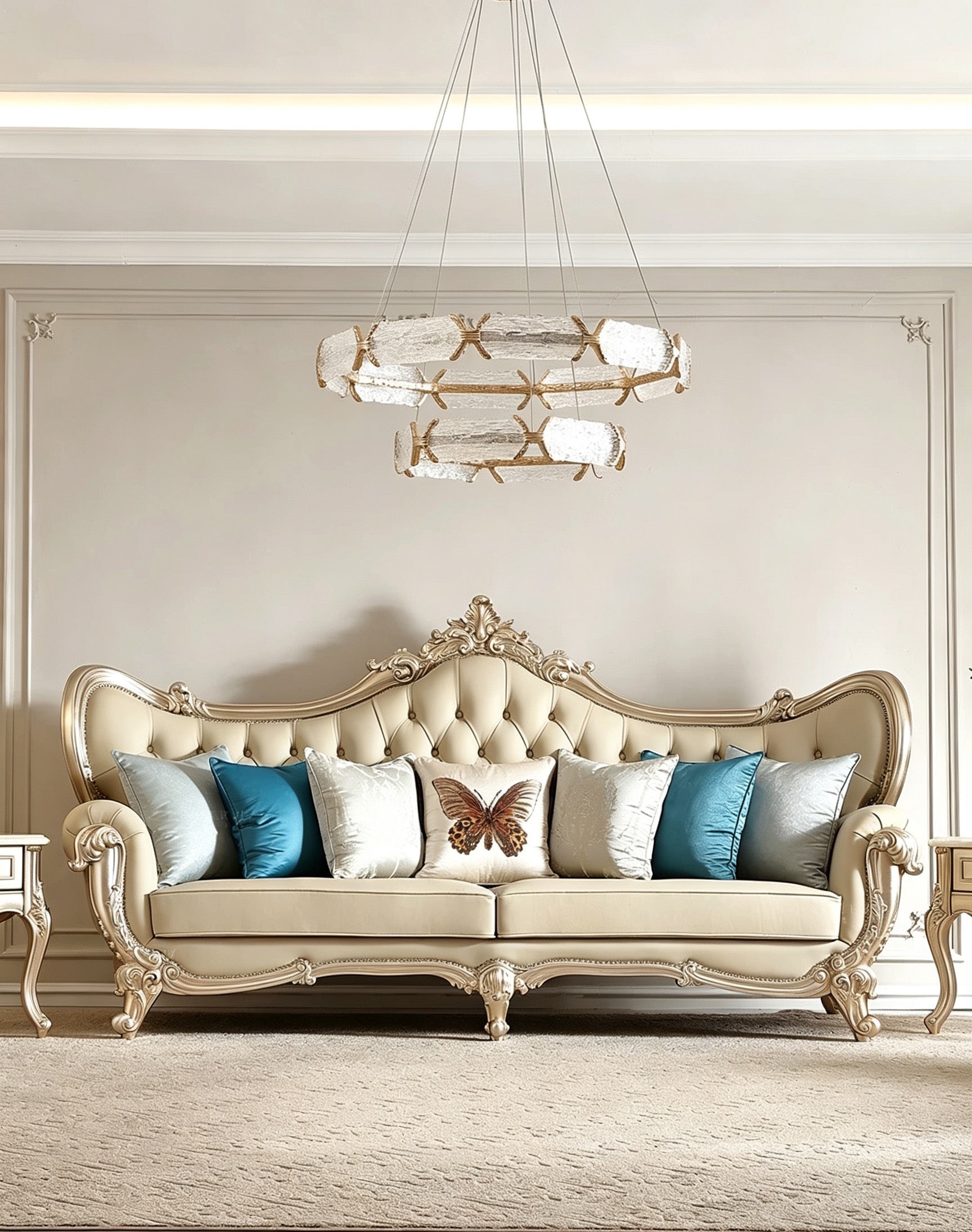 Fleur French Solid Wood Sofa