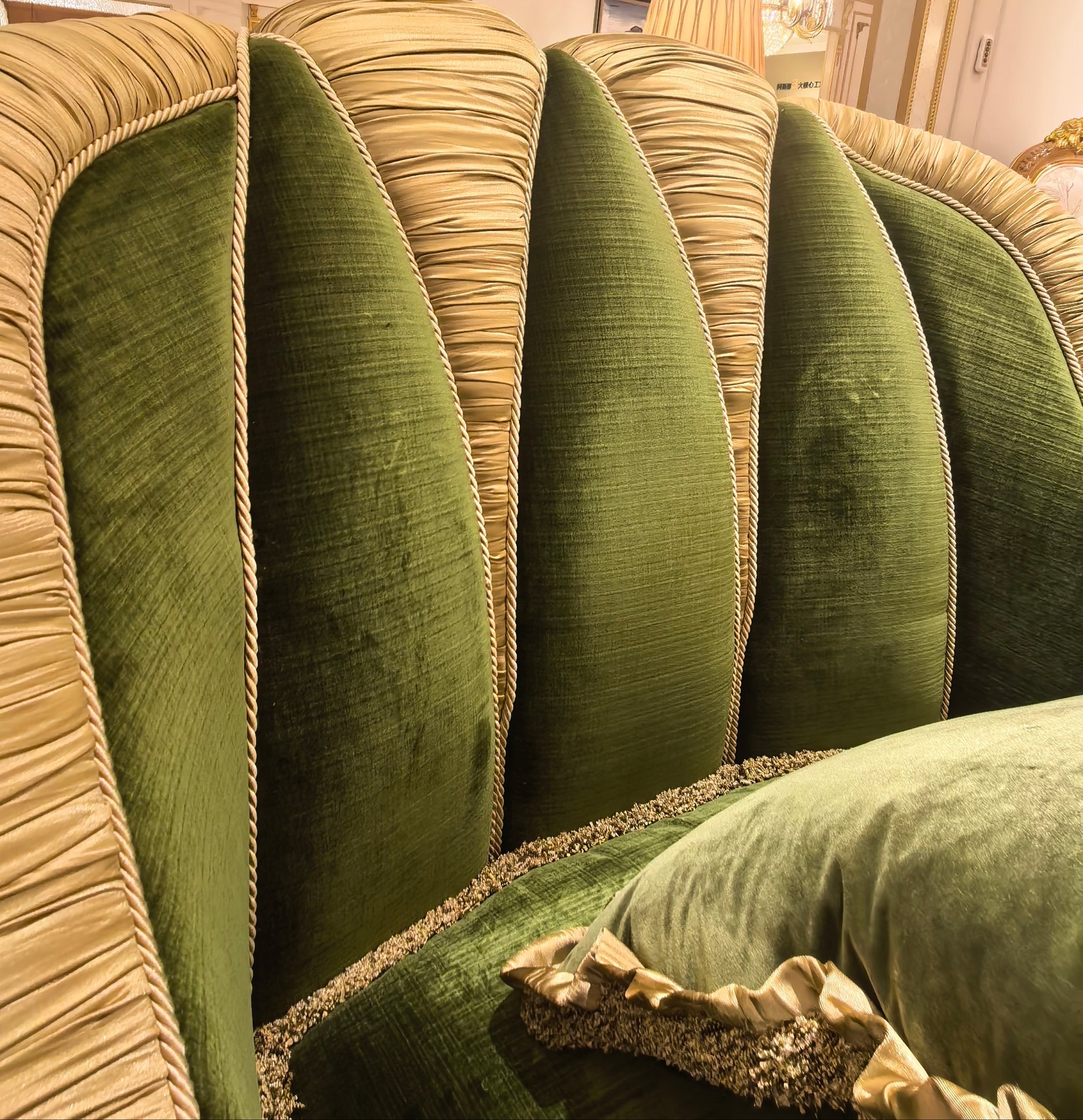 Charlotte French Imperial sofa carved wood detail - GrandLiving Luxe