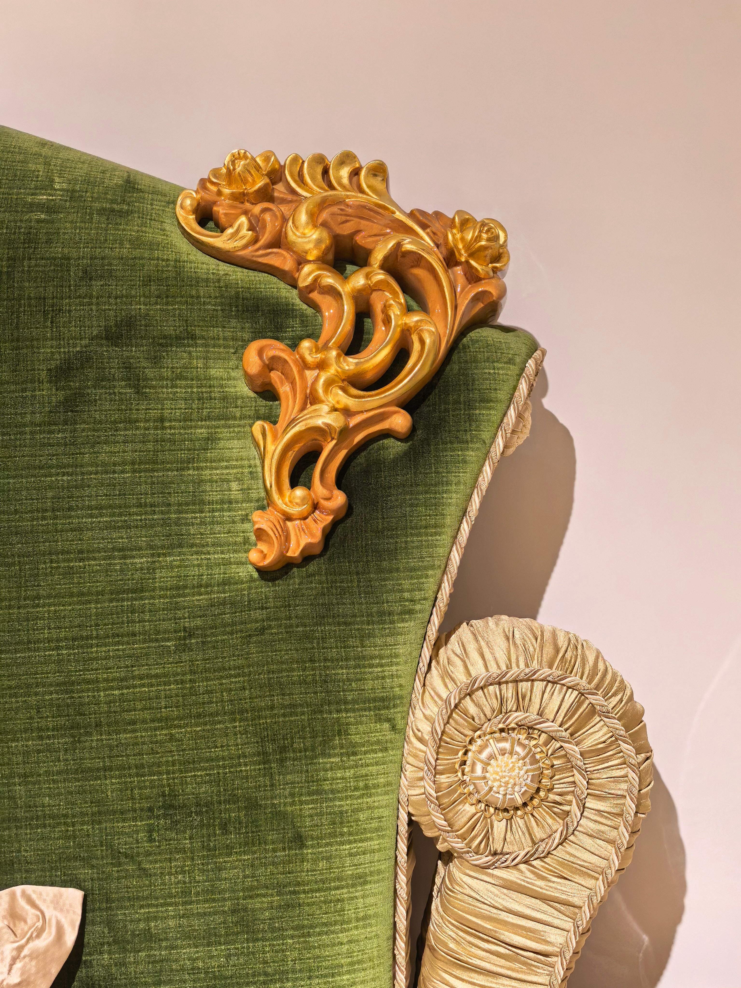 3D hand-carved European beechwood detailing on French Imperial bed frame