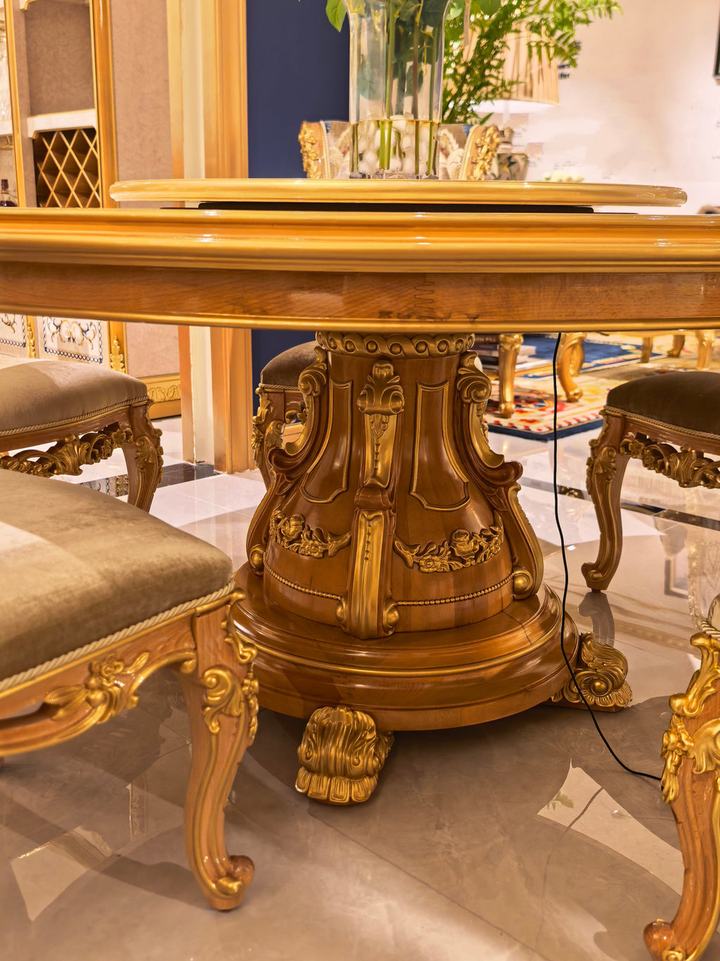Valentine French Imperial dining table full view - GrandLiving Luxe