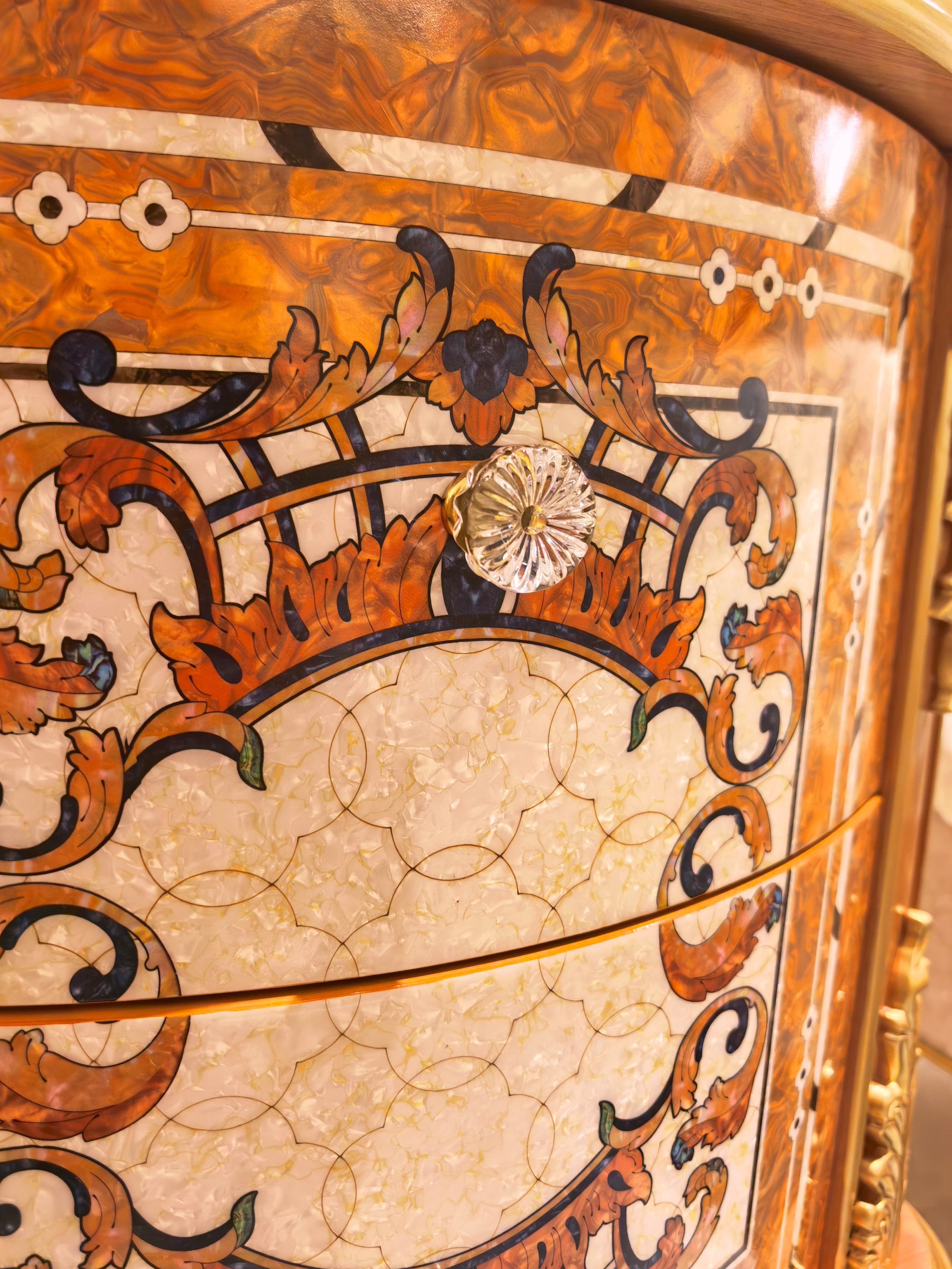 Colette French Imperial bedside table craftsmanship detail - GrandLiving Luxe