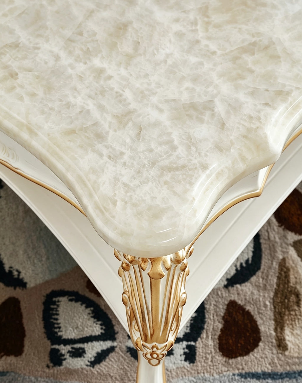 Regal Bloom French Vintage Marble Coffee Table