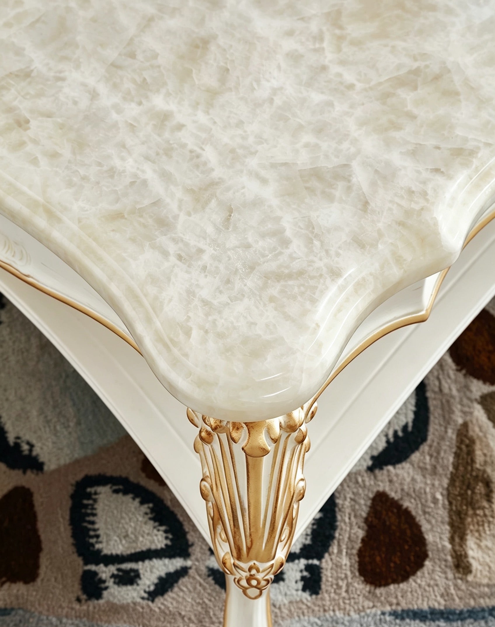 Regal Bloom French Vintage Marble Coffee Table