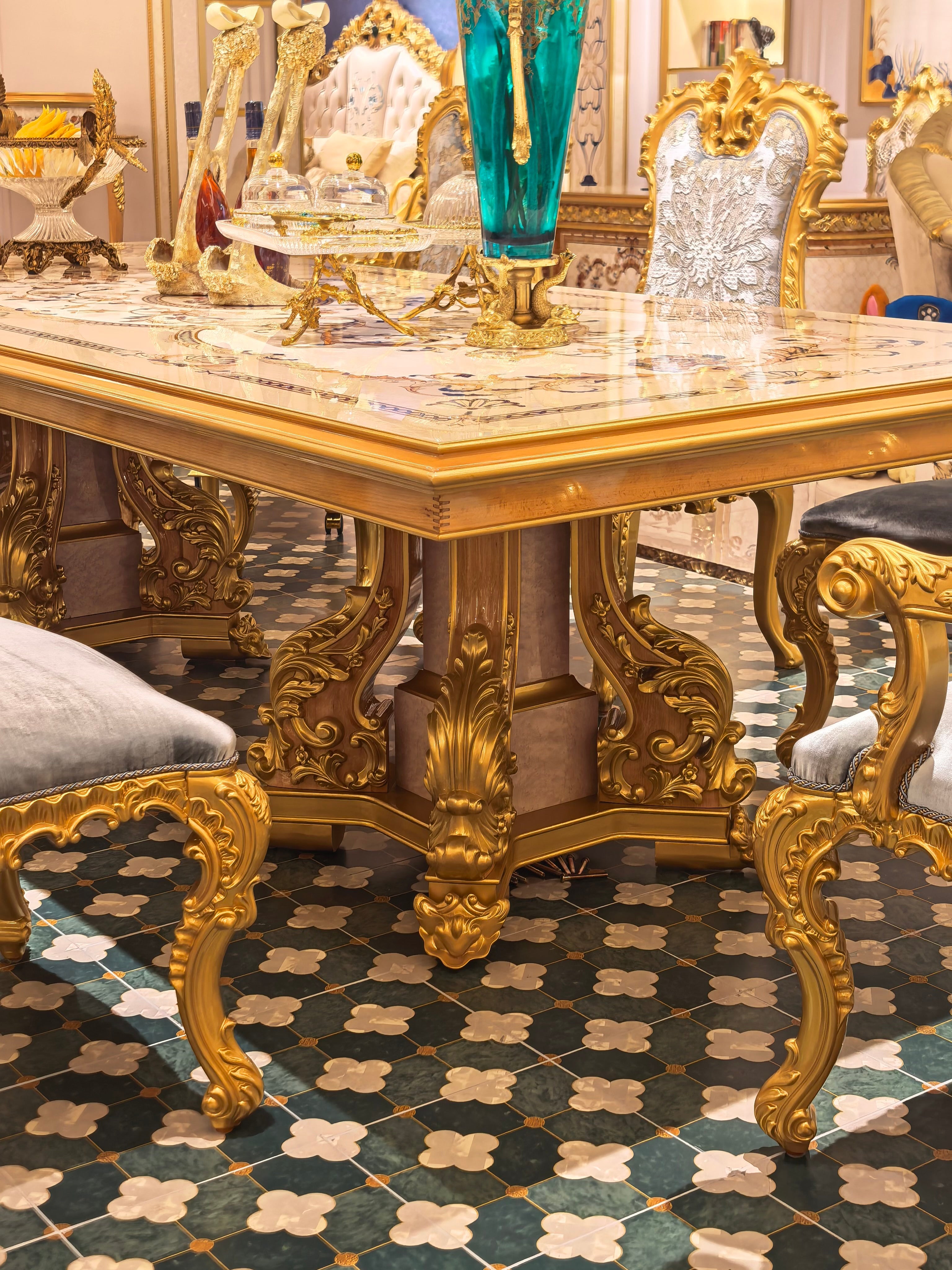 Clarisse French Imperial dining table craftsmanship detail - GrandLiving Luxe