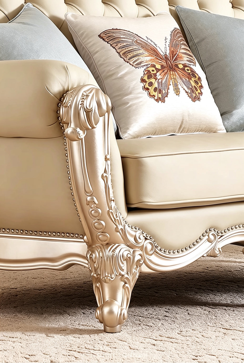 Fleur French Solid Wood Sofa