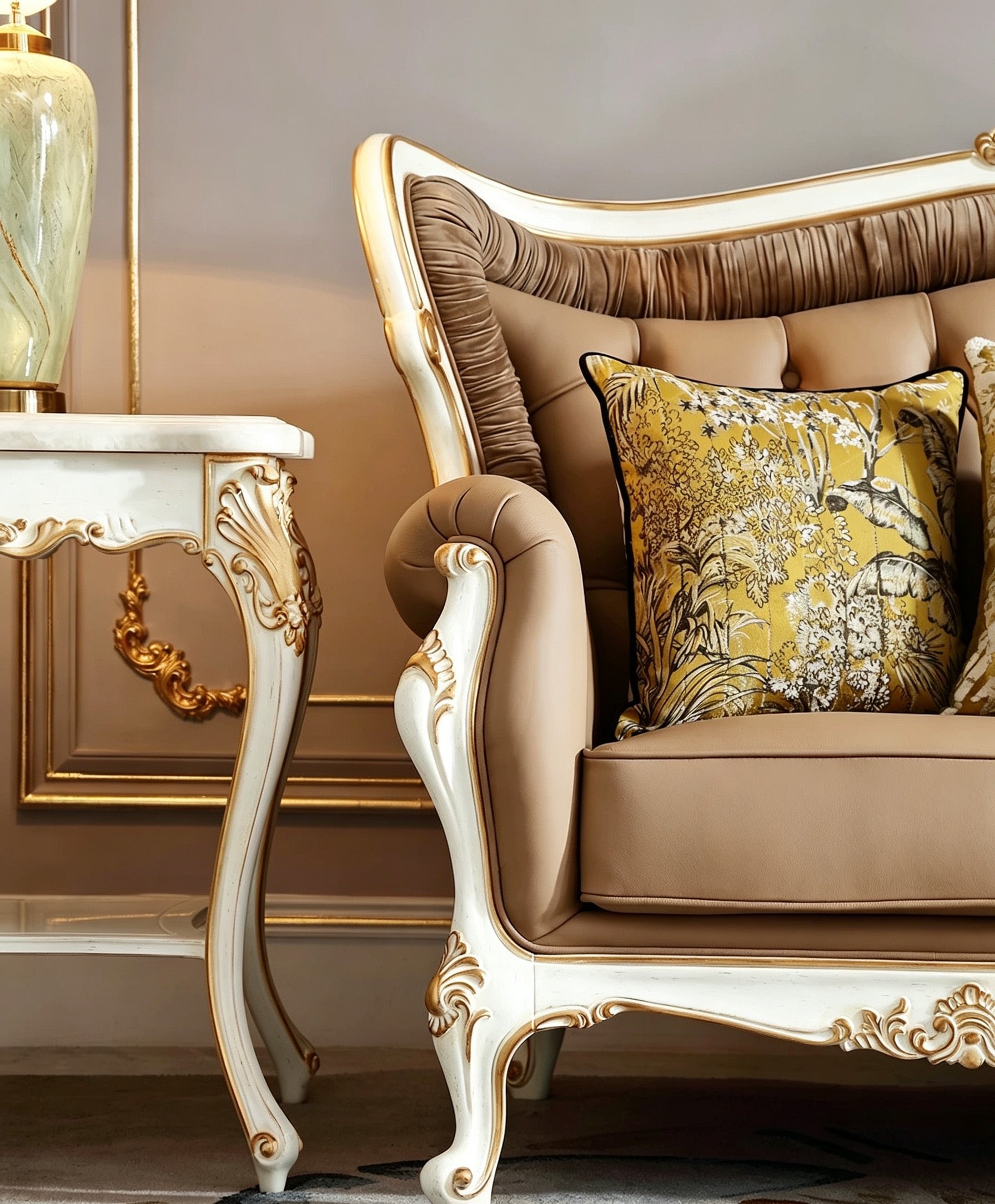 Regal Carved French Vintage Sofa