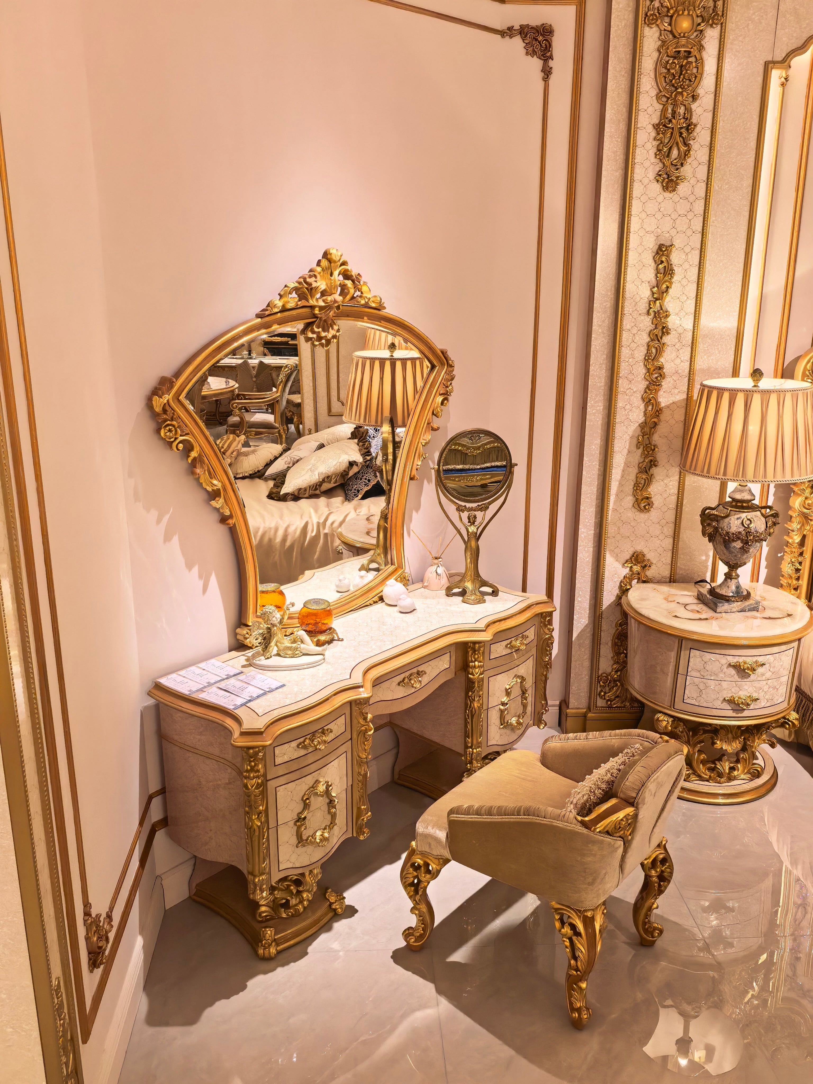 Seraphine French Imperial dressing table mirror detail - GrandLiving Luxe