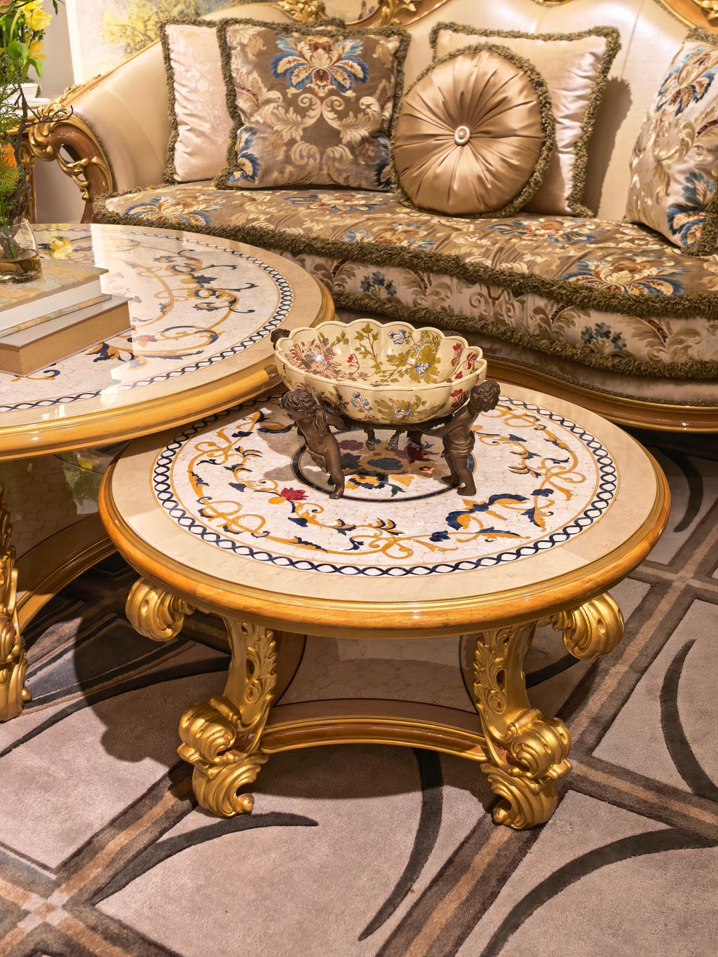 Antoinette French Imperial coffee table set full view - GrandLiving Luxe