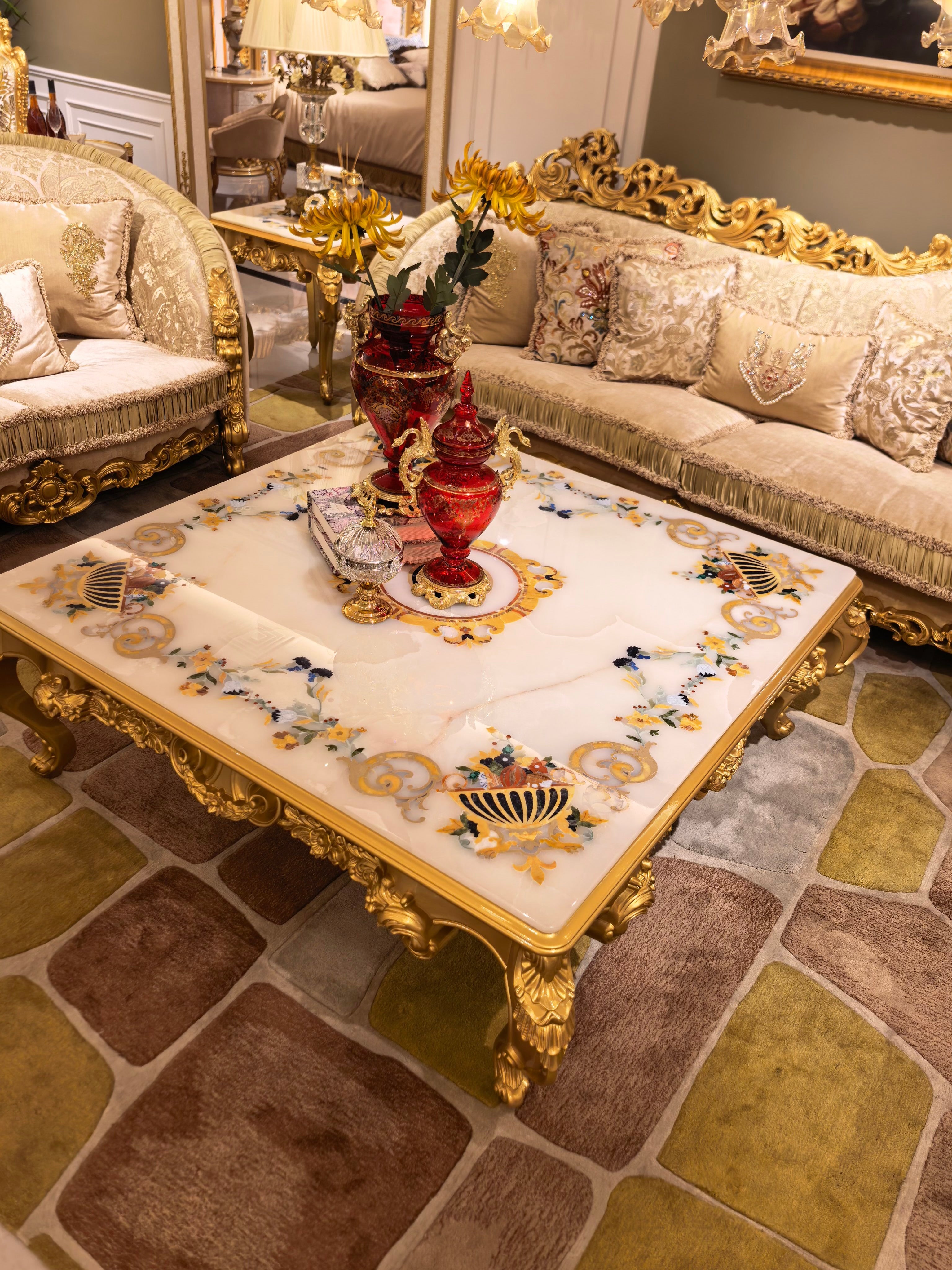 Beatrice French Imperial sofa full frame view - GrandLiving Luxe