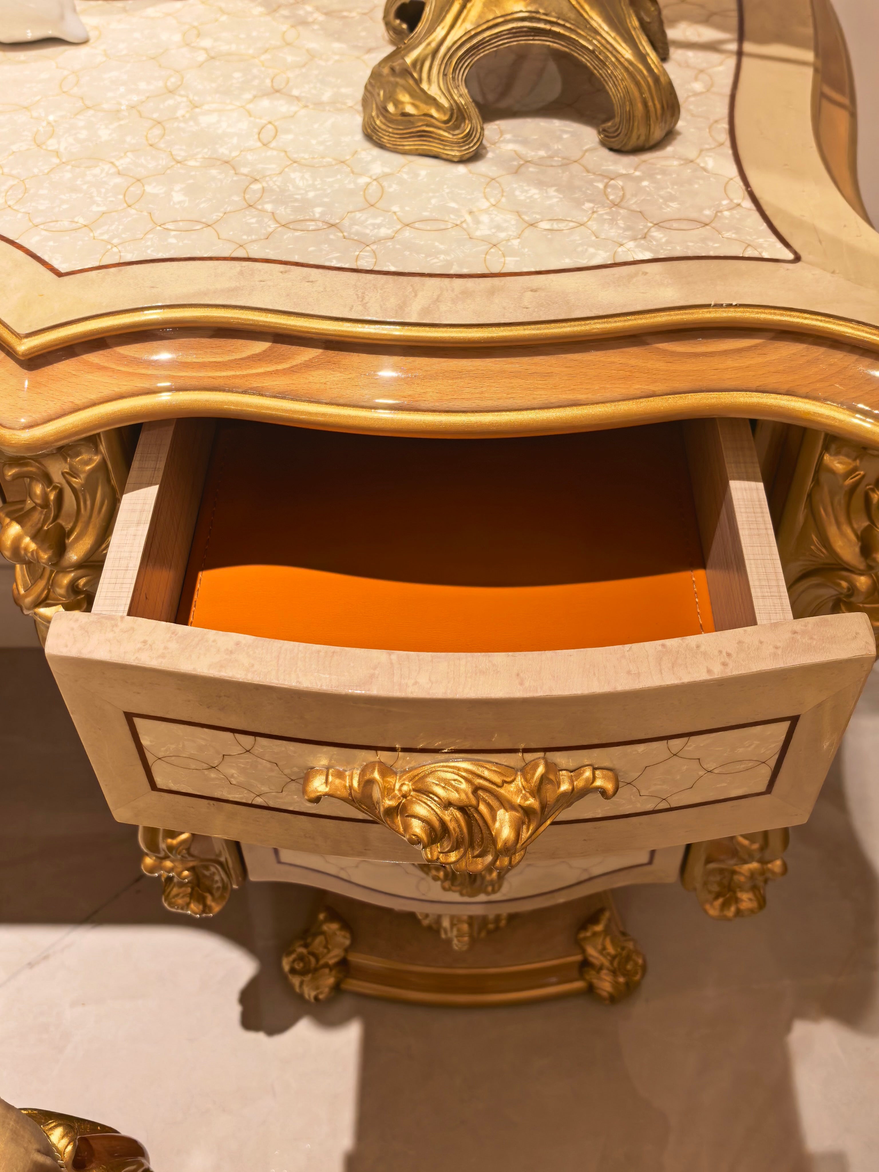Seraphine French Imperial dressing table craftsmanship detail - GrandLiving Luxe