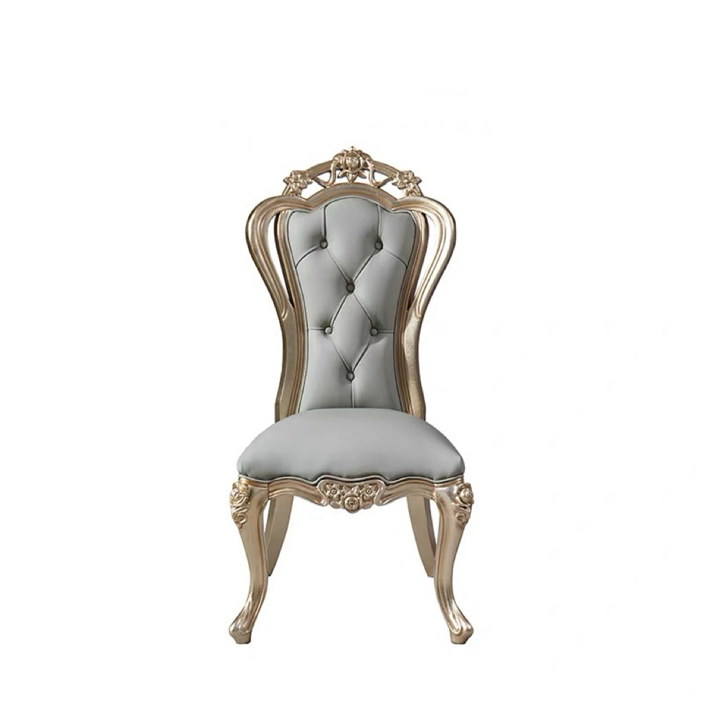 Classic French Provincial style luxury silver leaf dining chair with tufted back - GrandLiving Luxe 4
