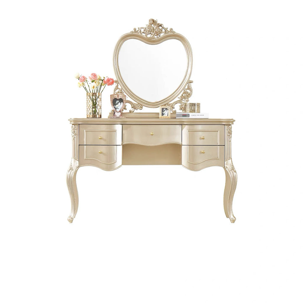Amour French Provincial Silver Leaf Dressing Table with Mirror| GradLiving Luxe 10