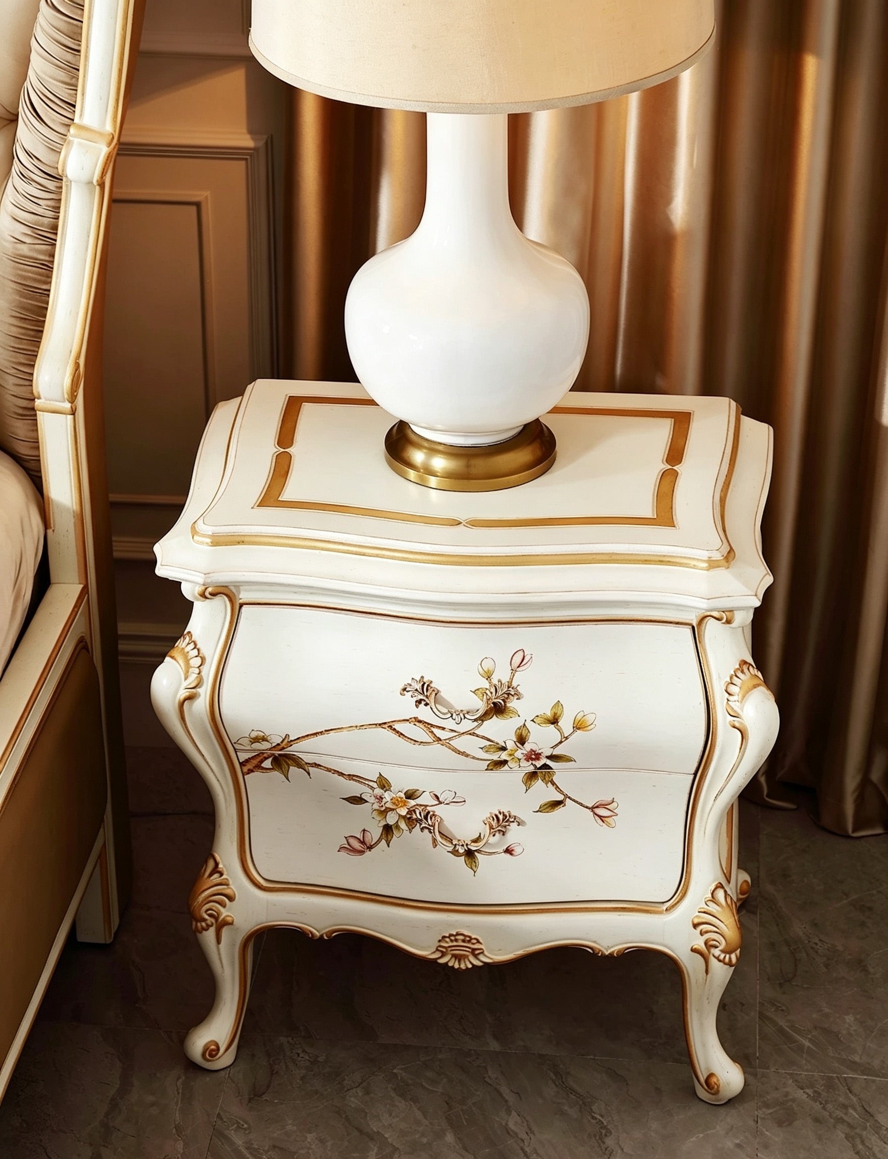 Ivory Luxe French Vintage Bedside Table