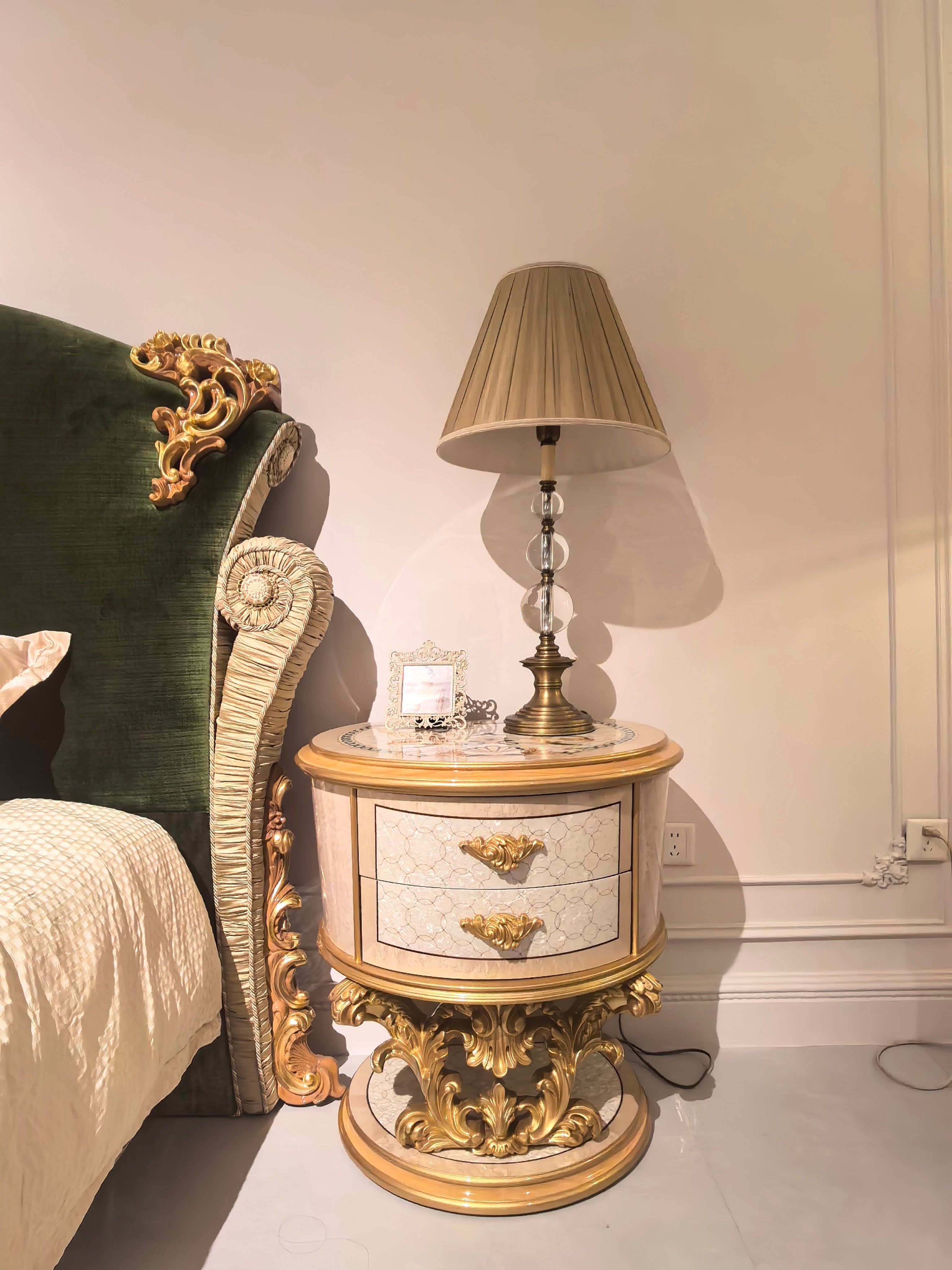 Marguerite French Imperial bedside table craftsmanship detail - GrandLiving Luxe