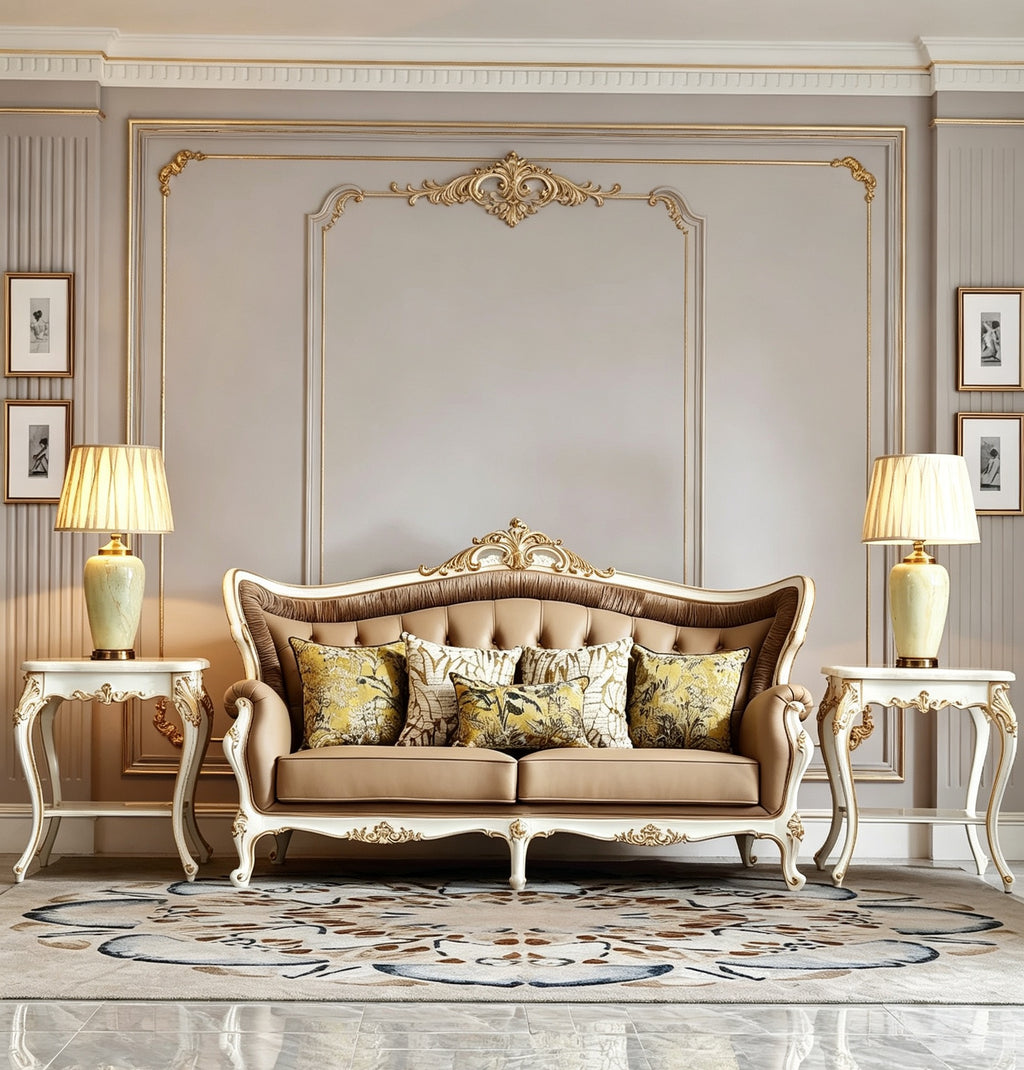 Regal Bloom French Vintage Marble Side Table