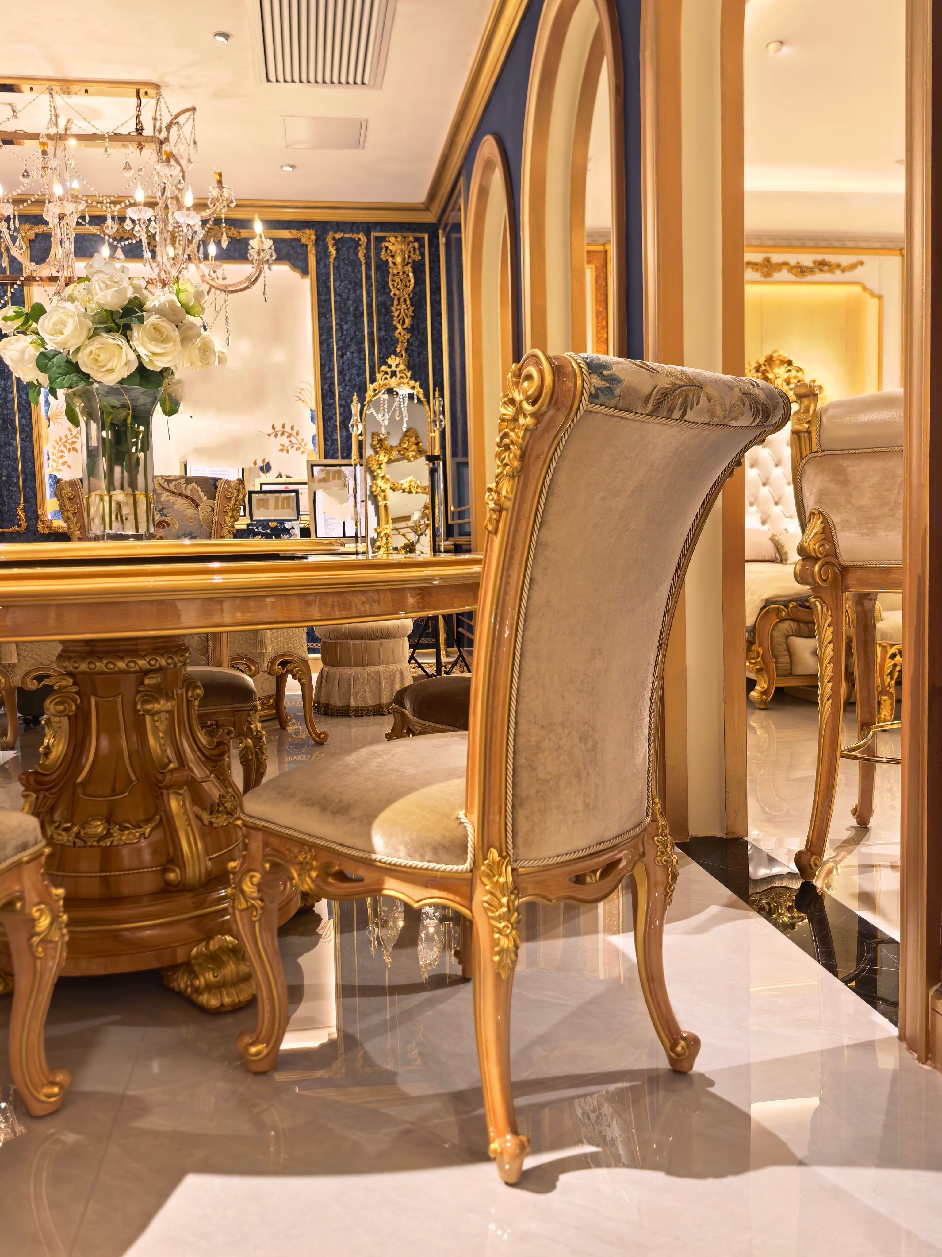 Valentine French Imperial dining table in dining room setting - GrandLiving Luxe