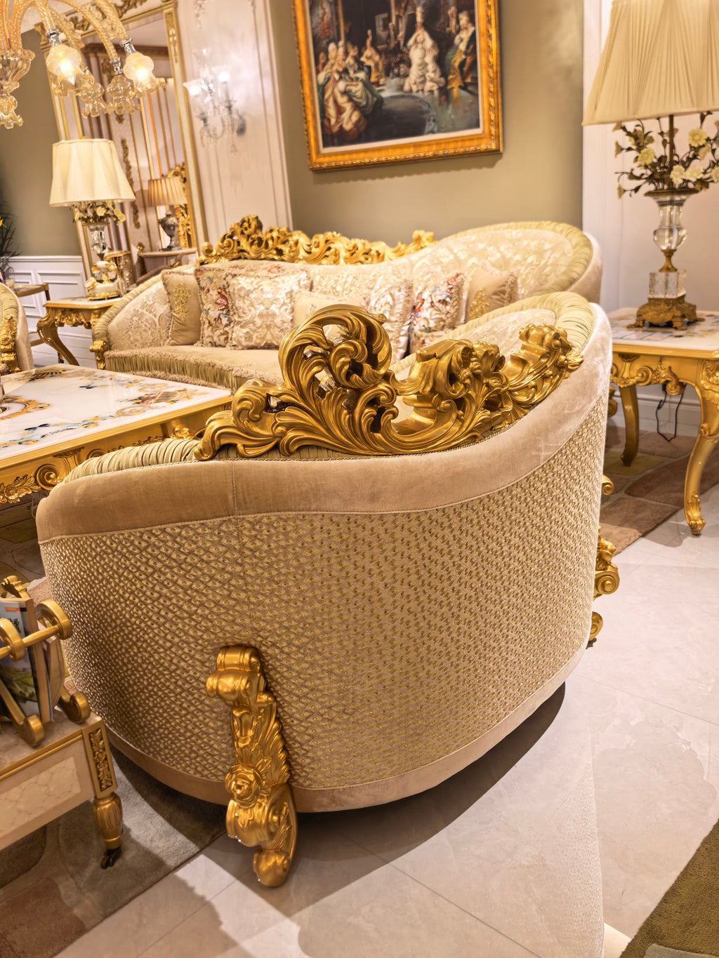 Beatrice French Imperial sofa complete view - GrandLiving Luxe