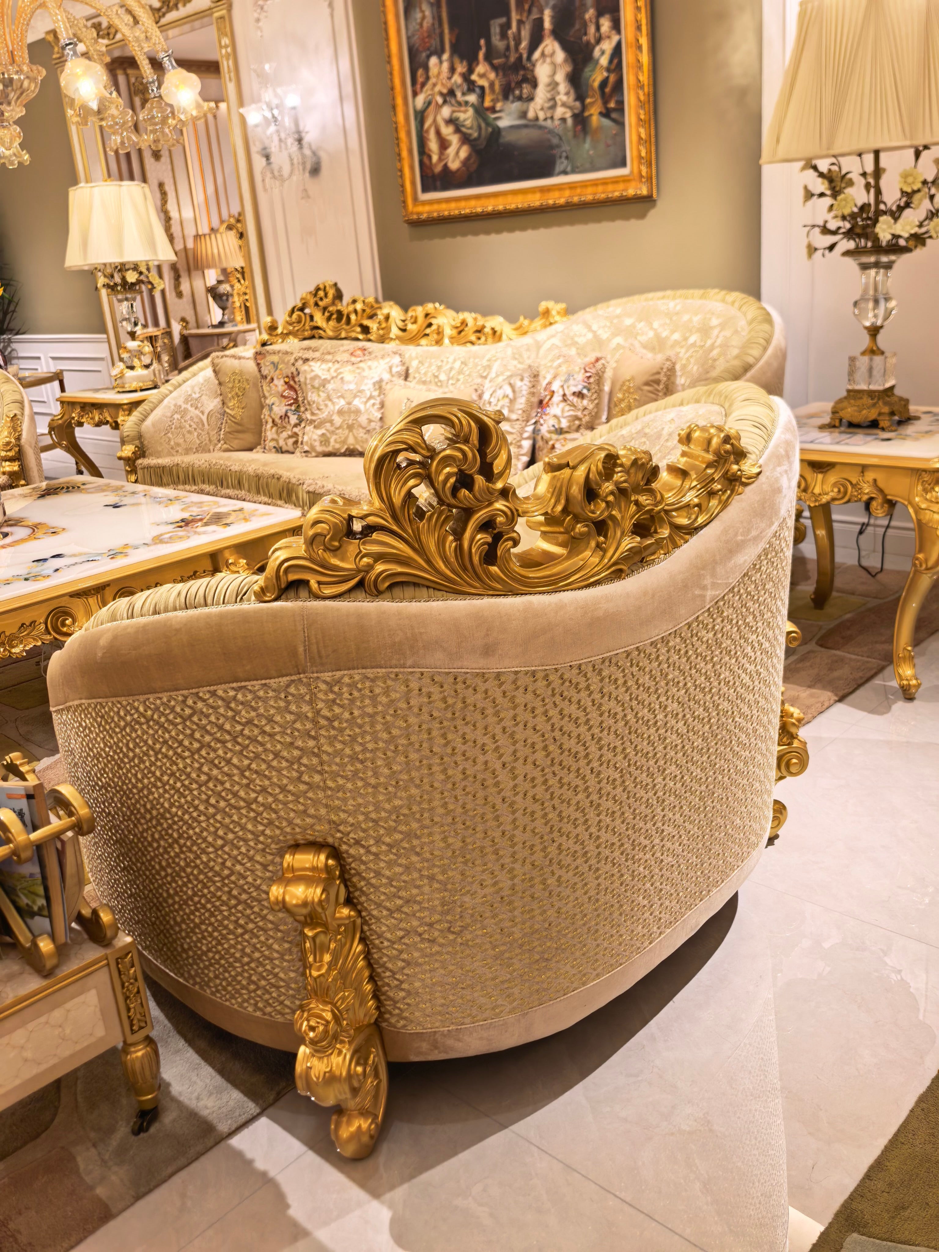 Beatrice French Imperial sofa complete view - GrandLiving Luxe