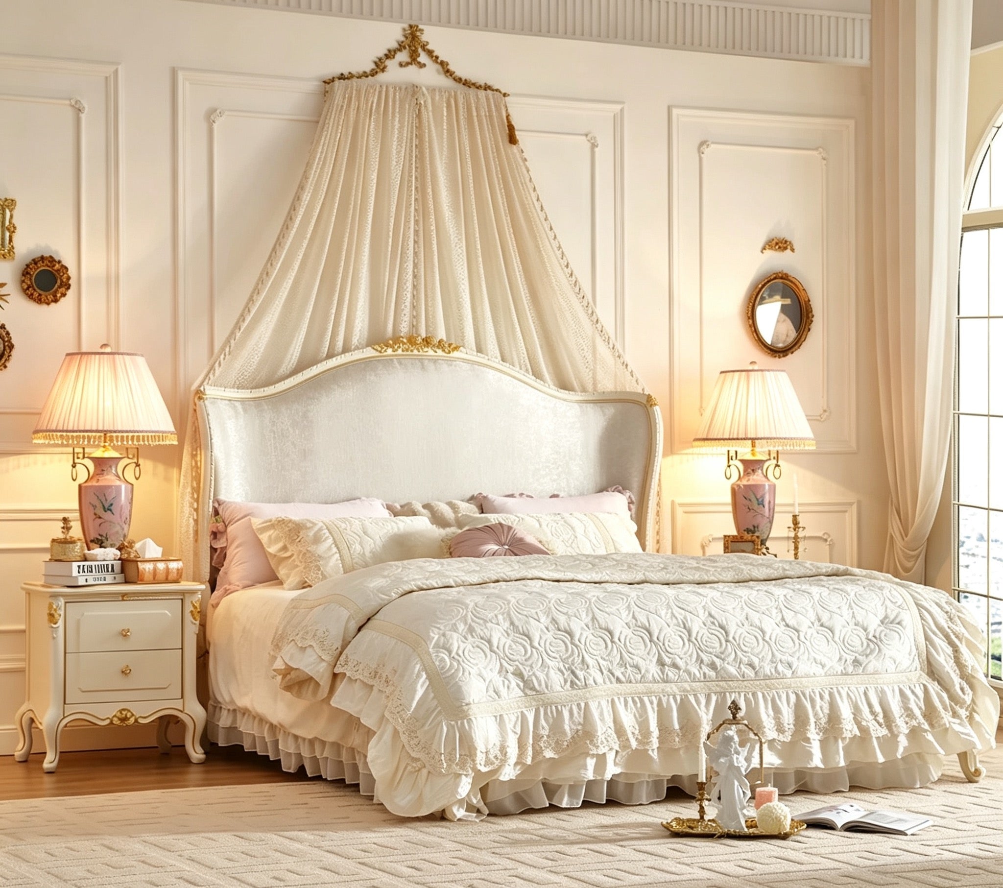 Royal Blossom Elegant French Vintage King Bed