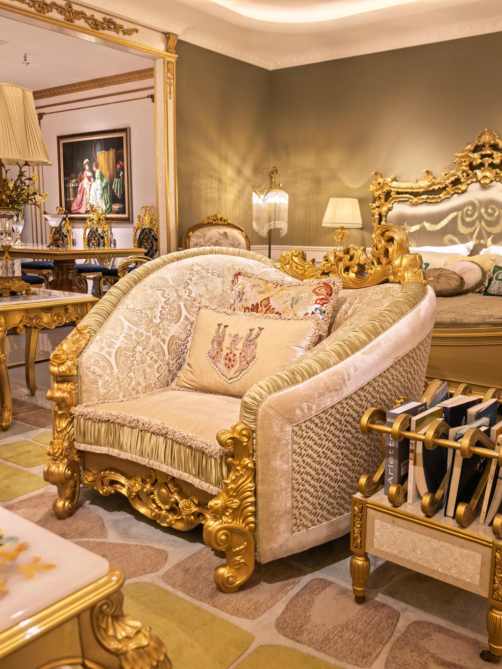 Beatrice French Imperial sofa cushion and upholstery view - GrandLiving Luxe