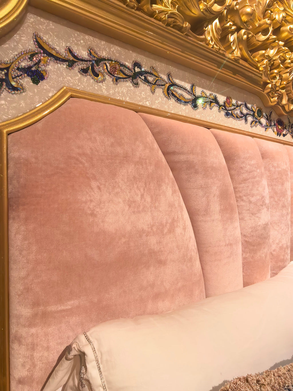 Odette French Imperial bed footboard detail - GrandLiving Luxe