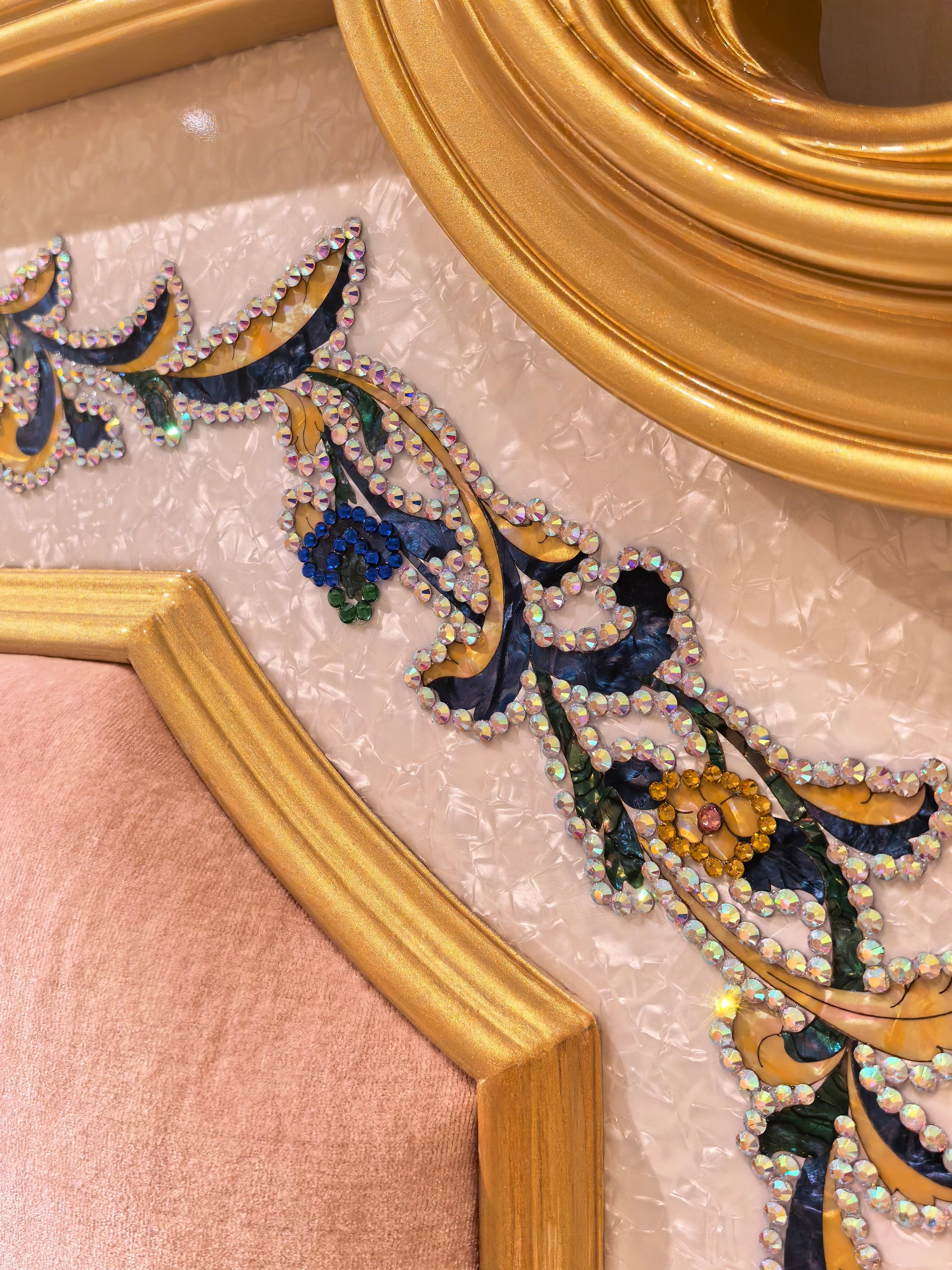 Odette French Imperial bed gold gilt finish close-up - GrandLiving Luxe
