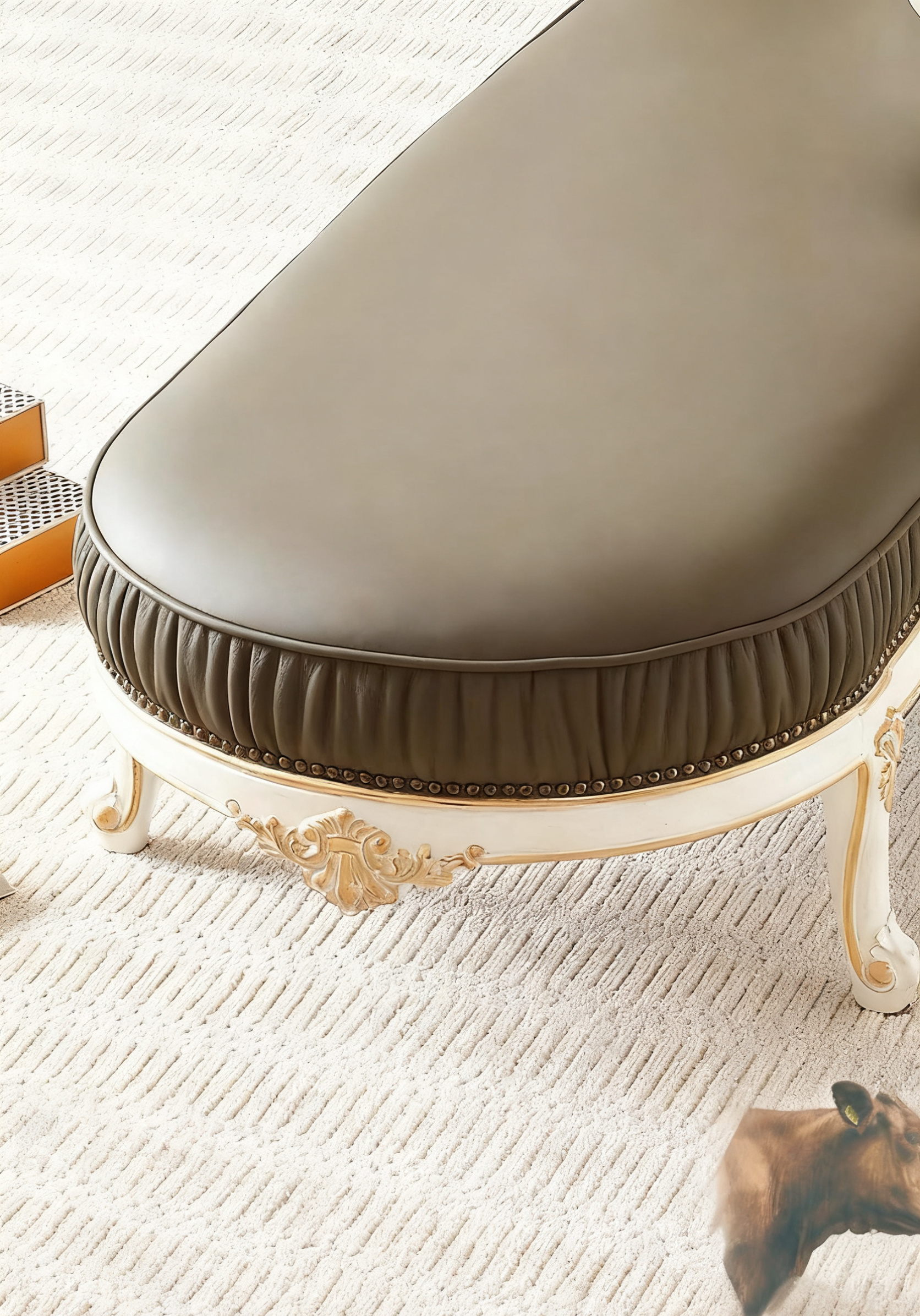 Ivory Grace French Vintage Chaise Lounge image 6