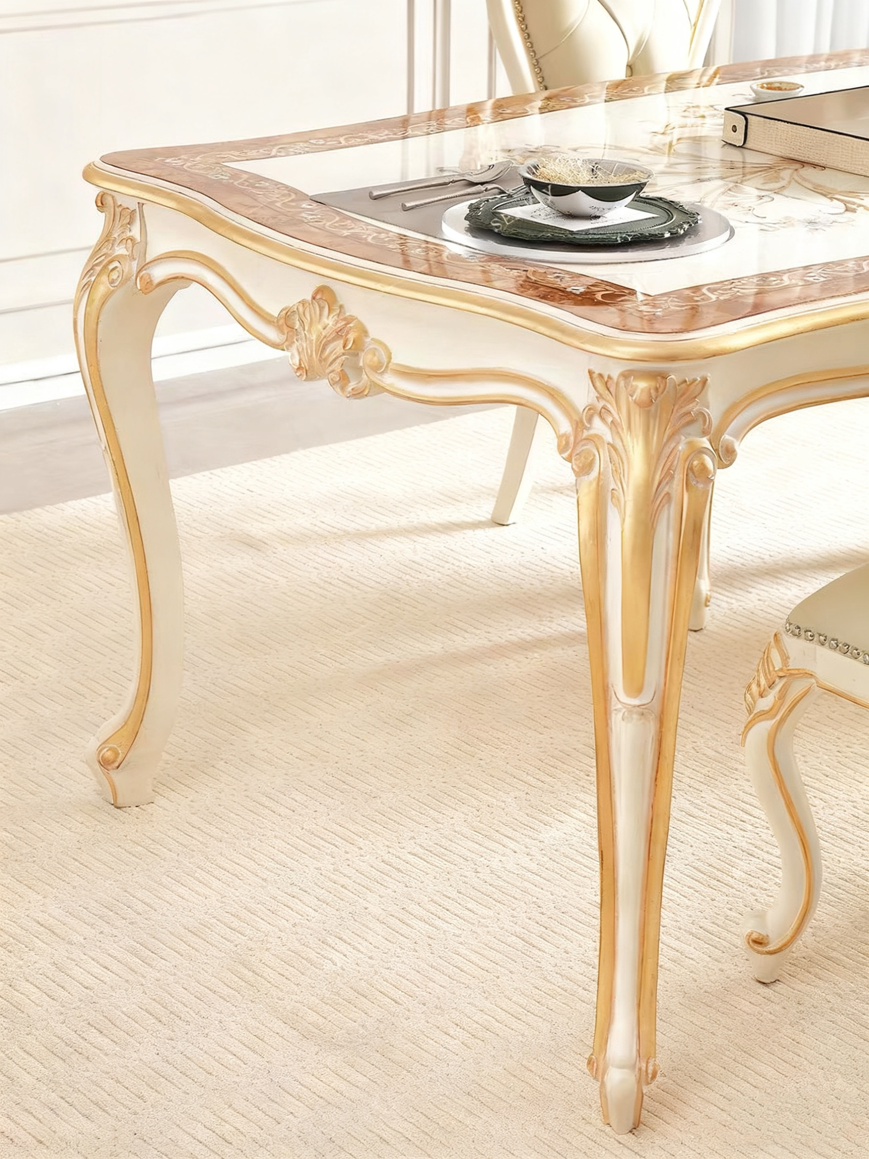 Ivory Bloom French Vintage Dining Table  image 6