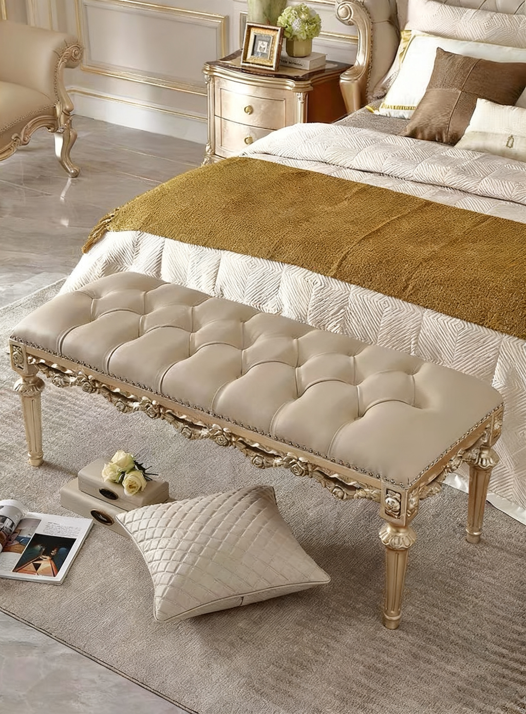 Rose Garden French Ottoman Bench image 0