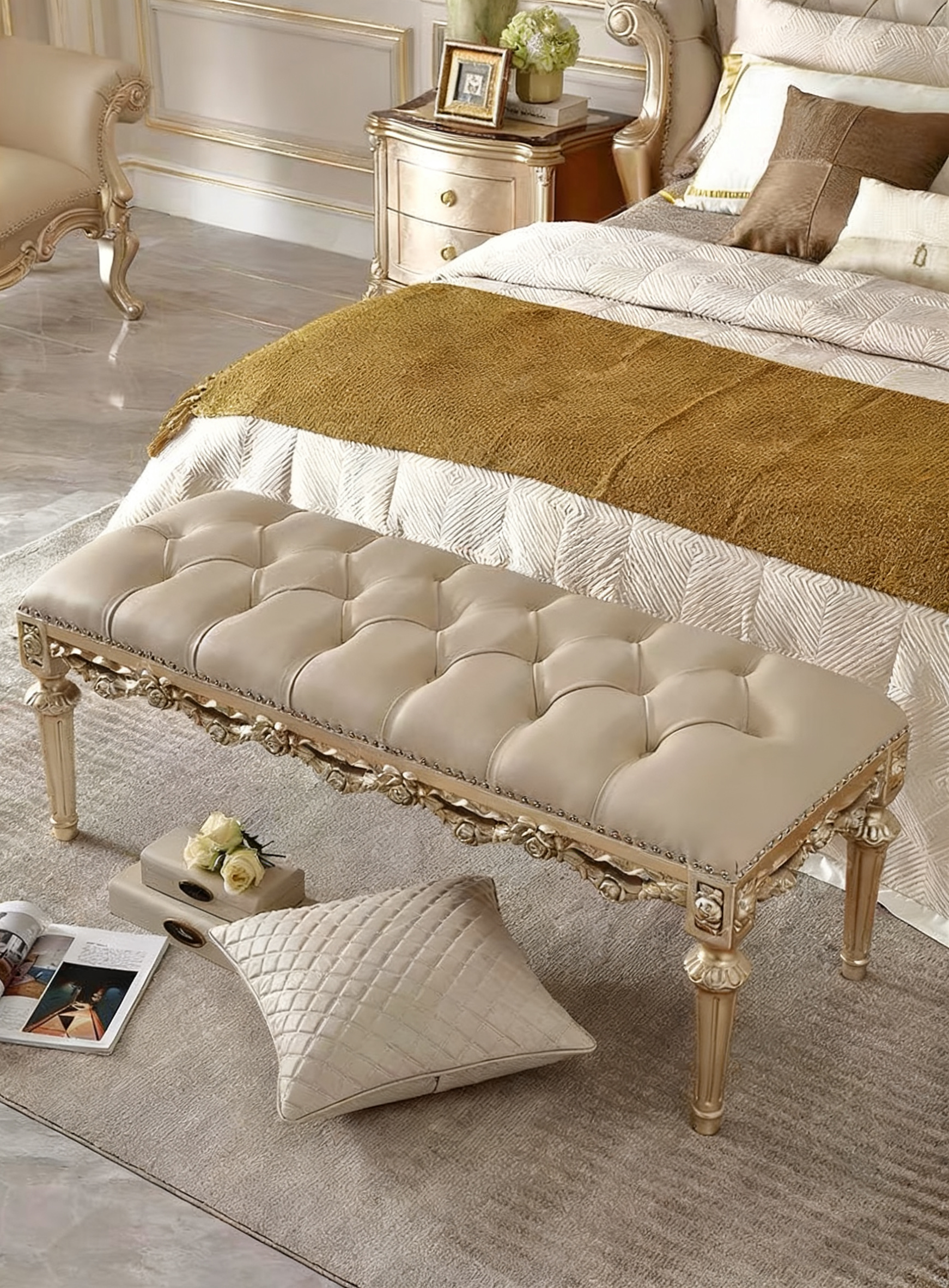 Rose Garden French Ottoman Bench image 0