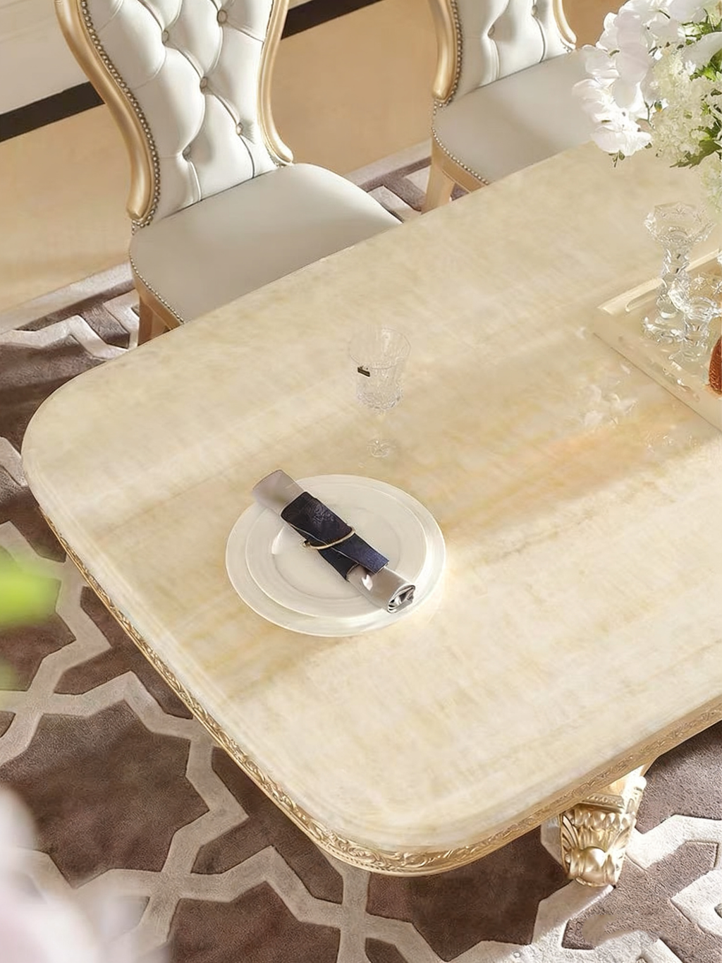 Rose Manor French Marble Dining Table image 2
