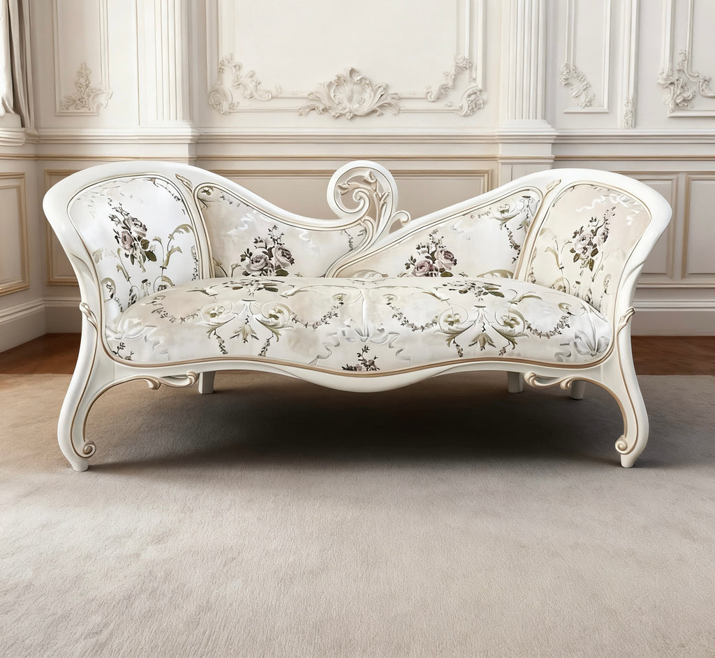 Eternal Bloom French Vintage Ottoman Bench image 0